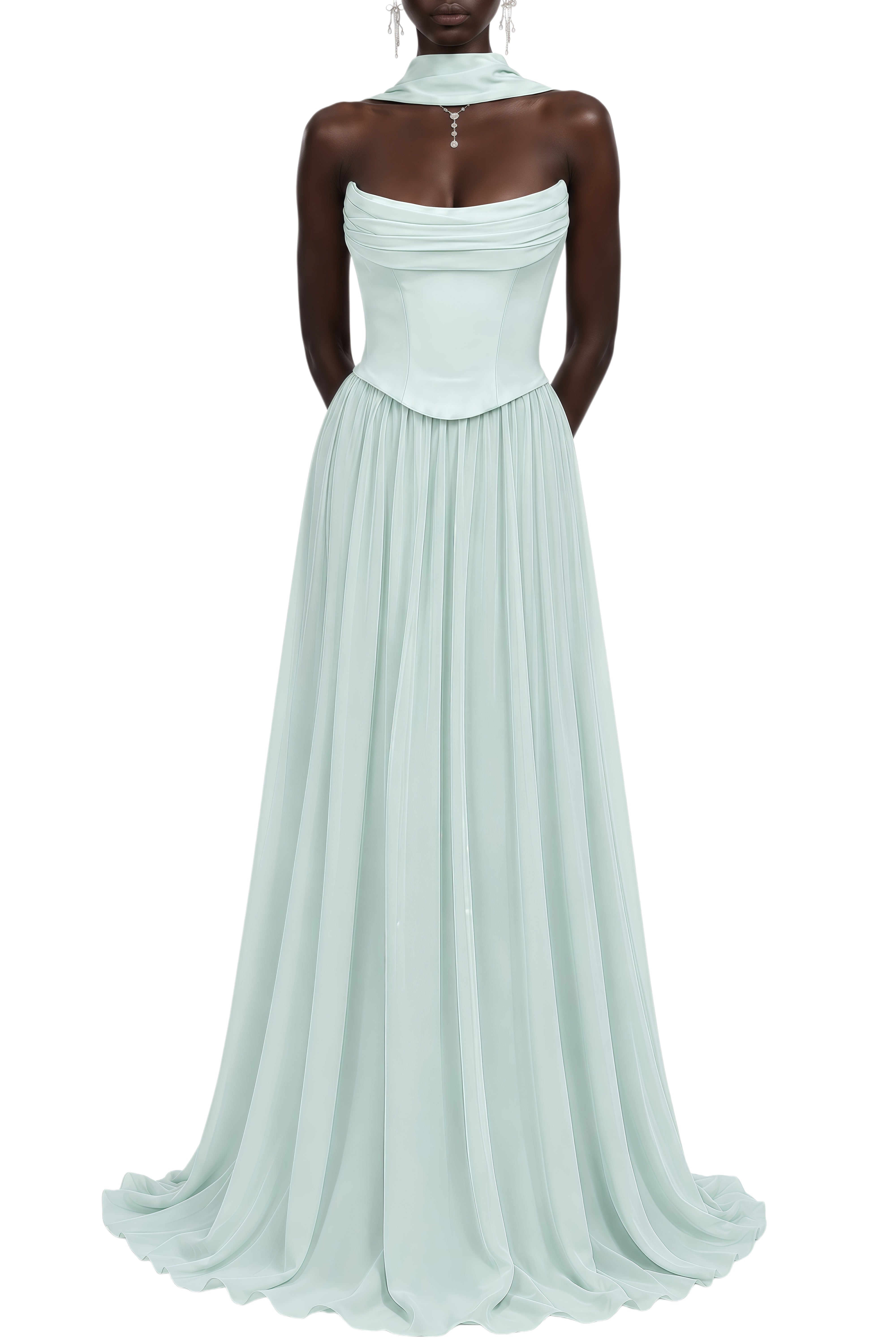 Ophelia Green Off Shoulder Sleeveless Maxi Dress