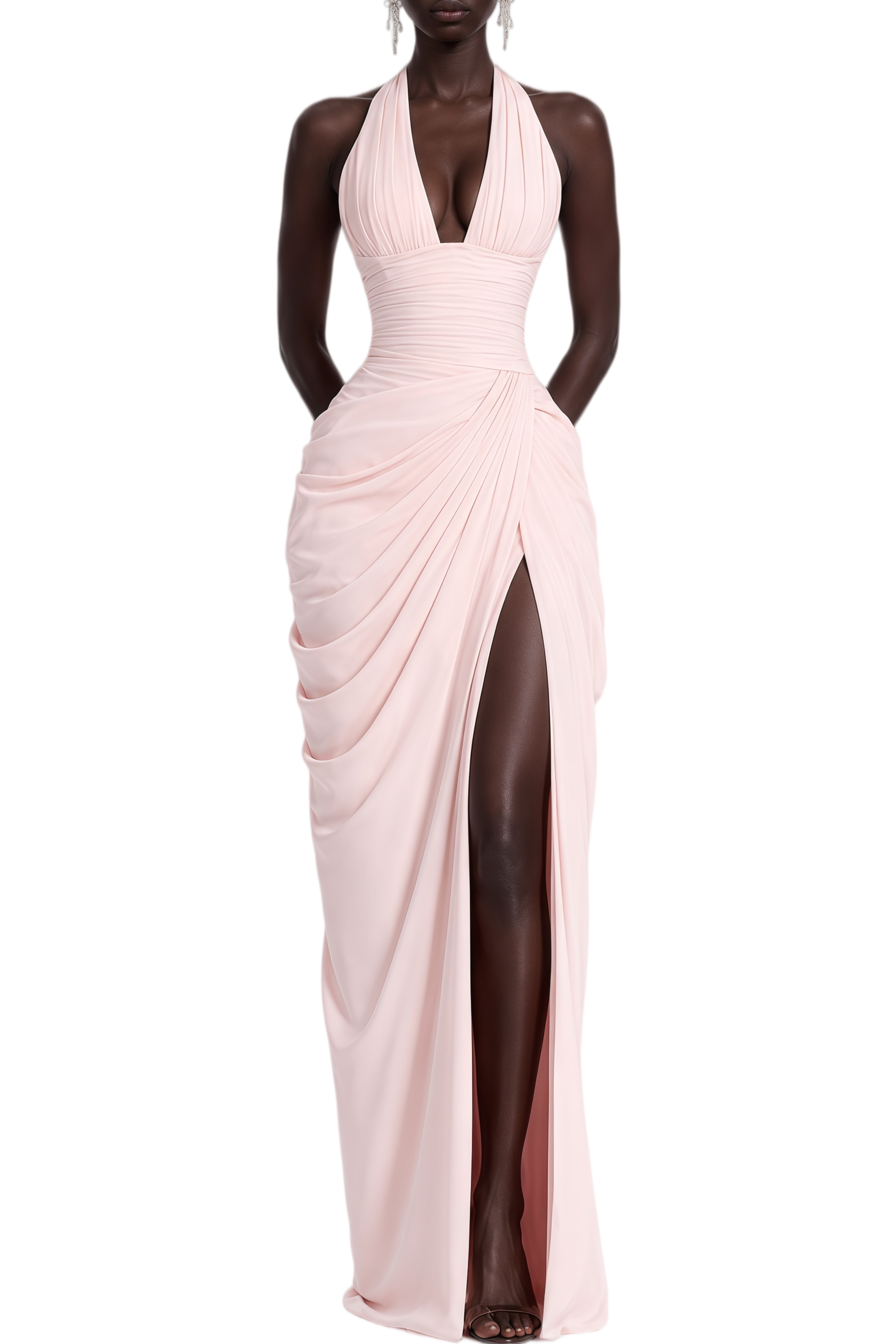 Austen Pink Halterneck Sleeveless Maxi Dress