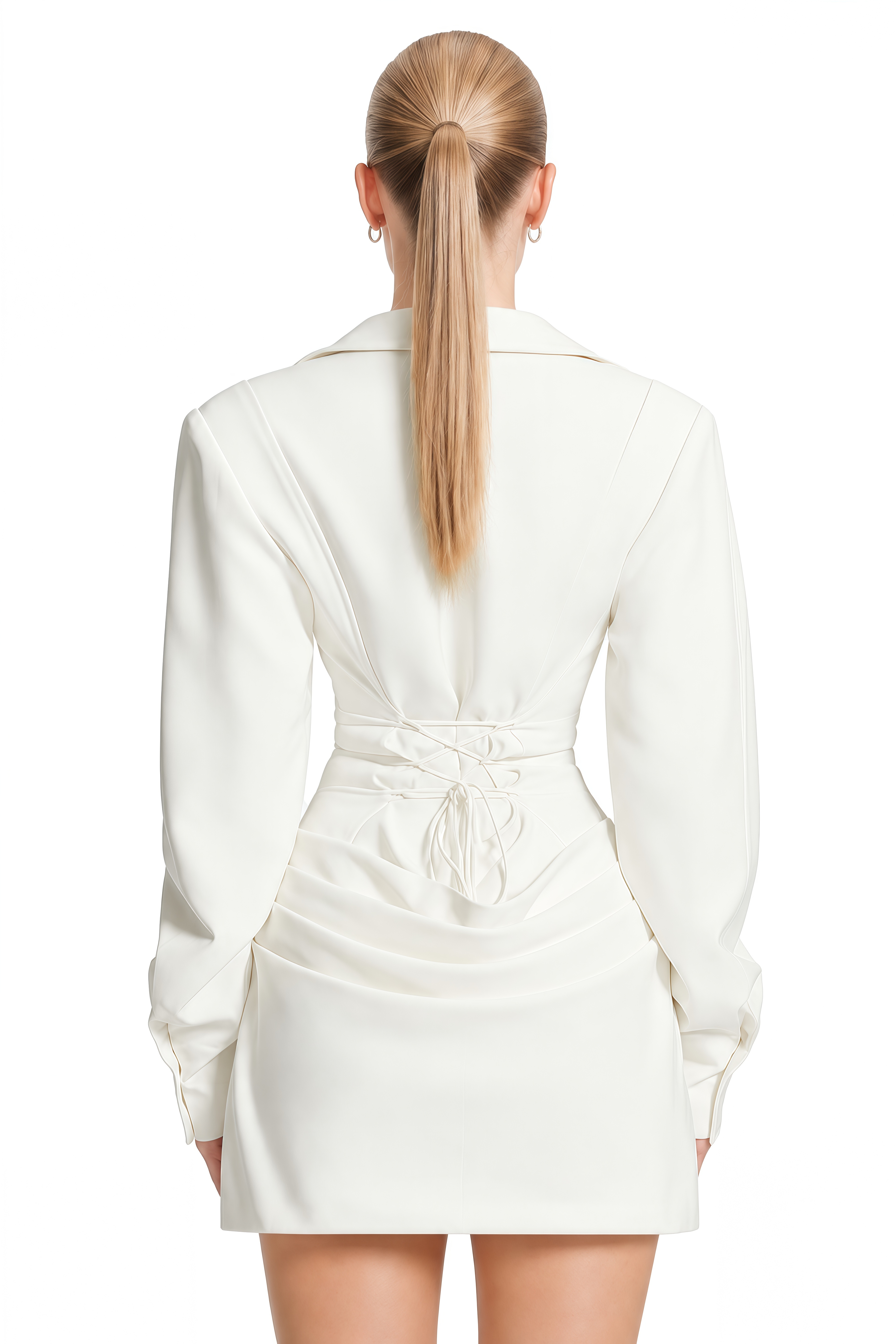 Olivia White Long Sleeves Draped Mini Dress