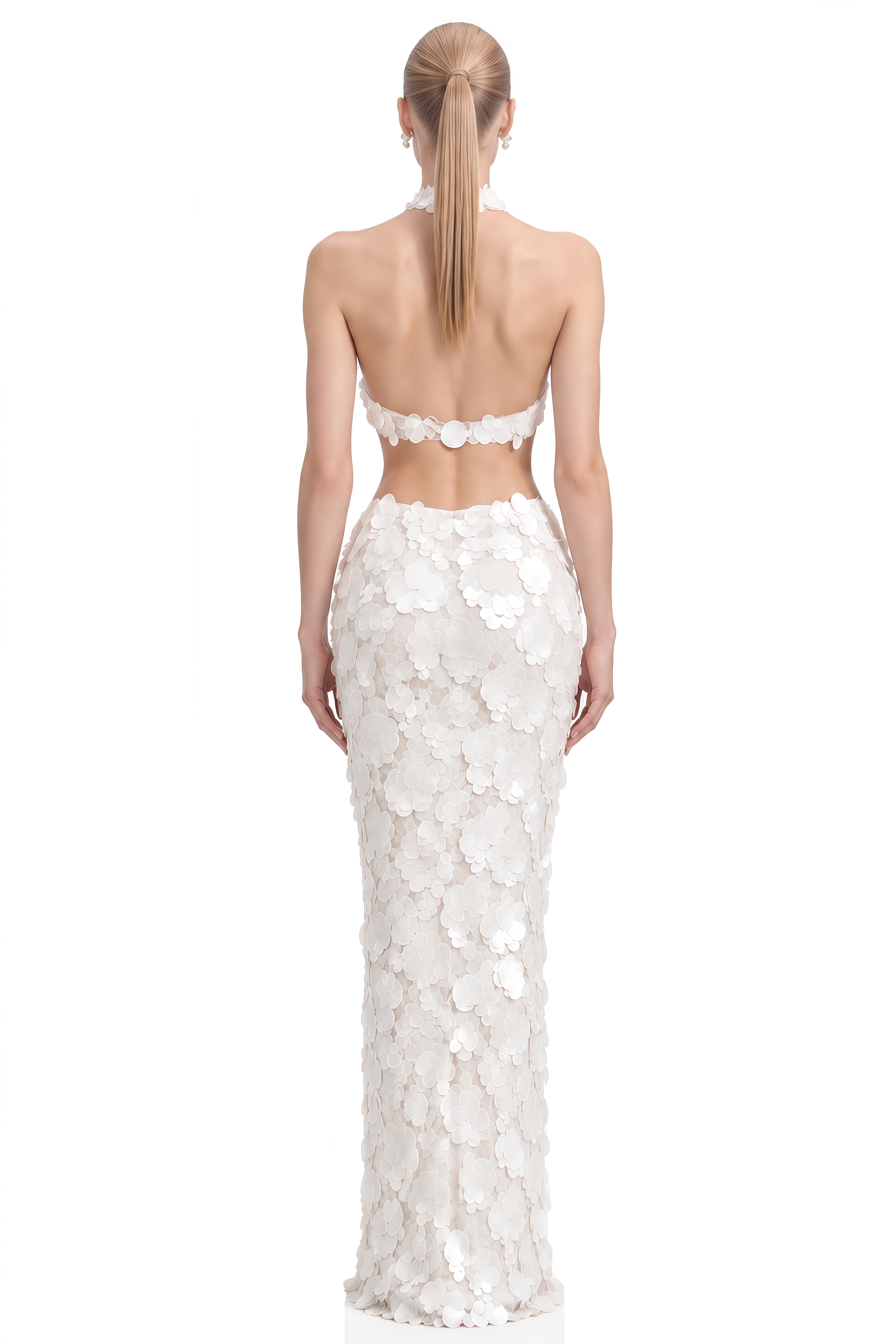 Clara Ivory Cut-Out Sequined Maxi Dress