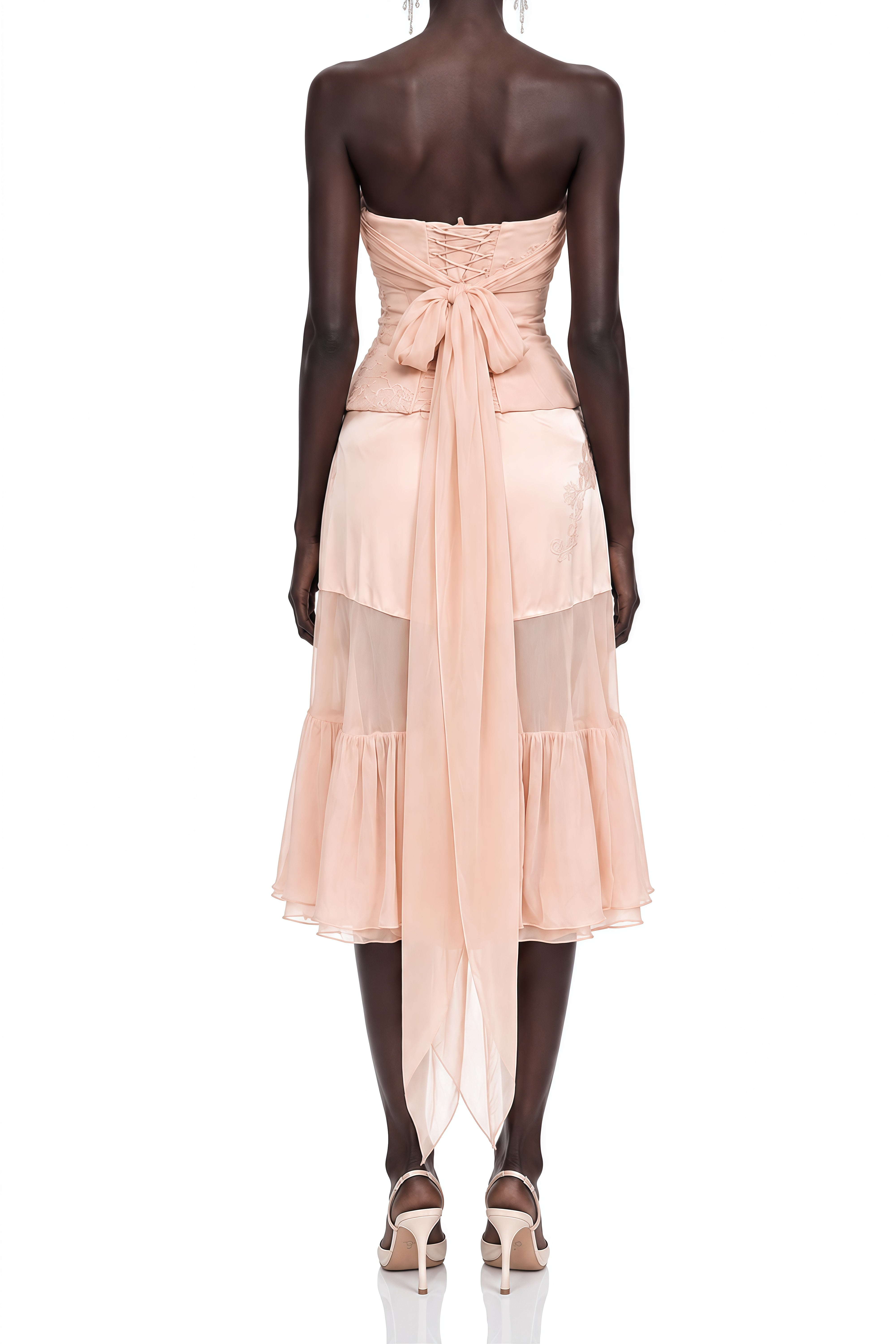 Manon Pink Sleeveless Ruched Top & Skirt Set