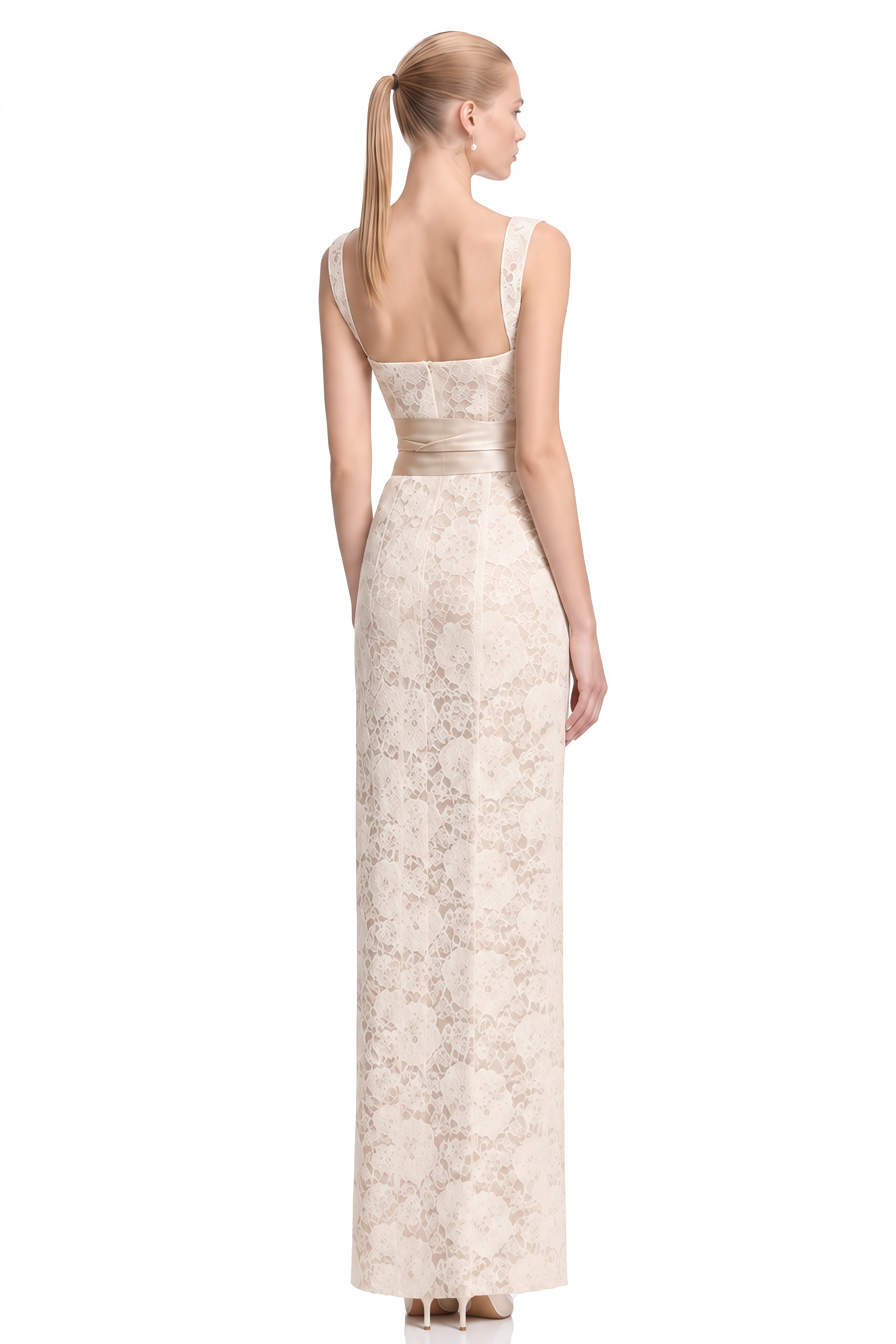 Rosalind White Sleeveless Lace Maxi Dress