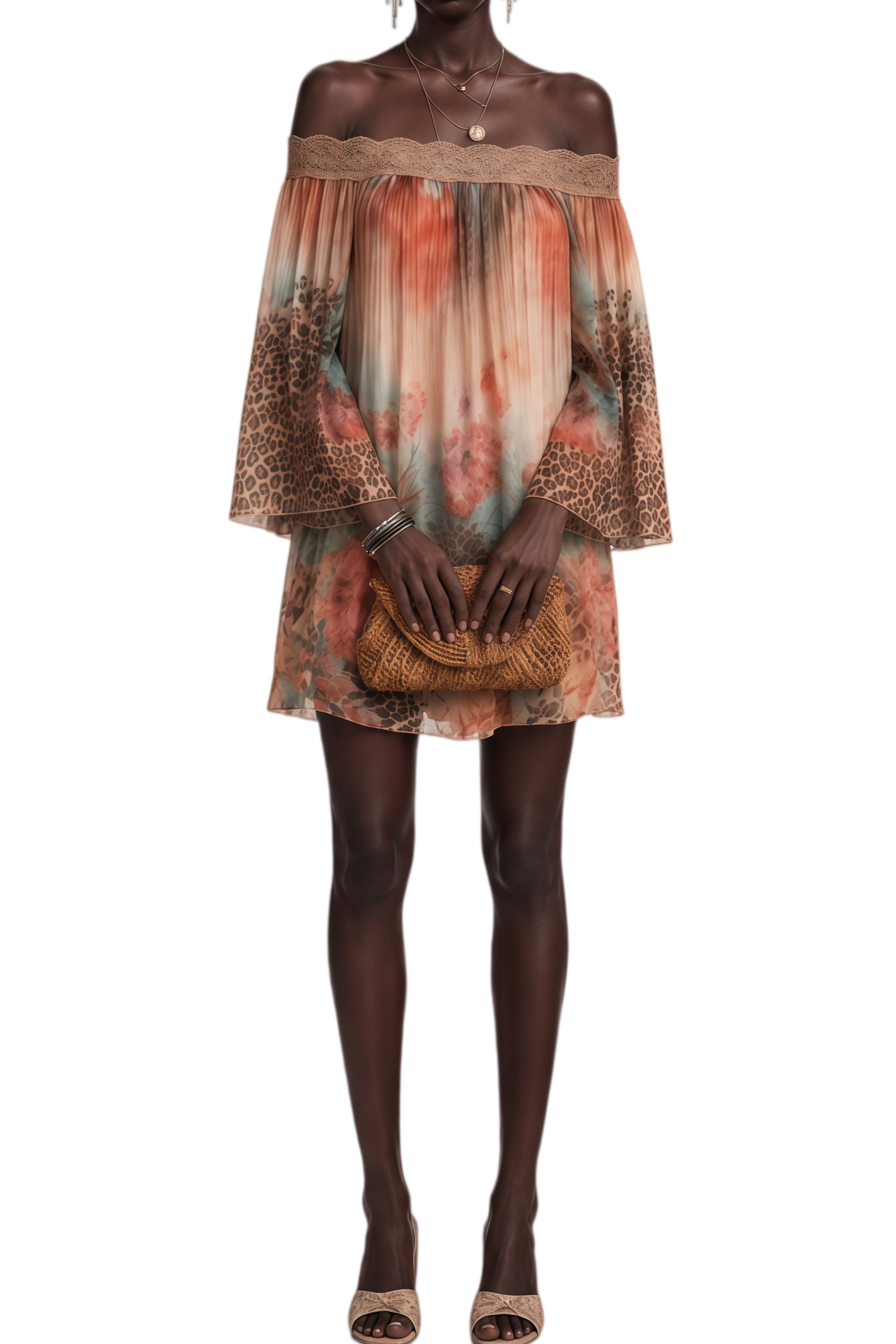 Charlotte Pleated Floral & Leopard Print Mini Dress