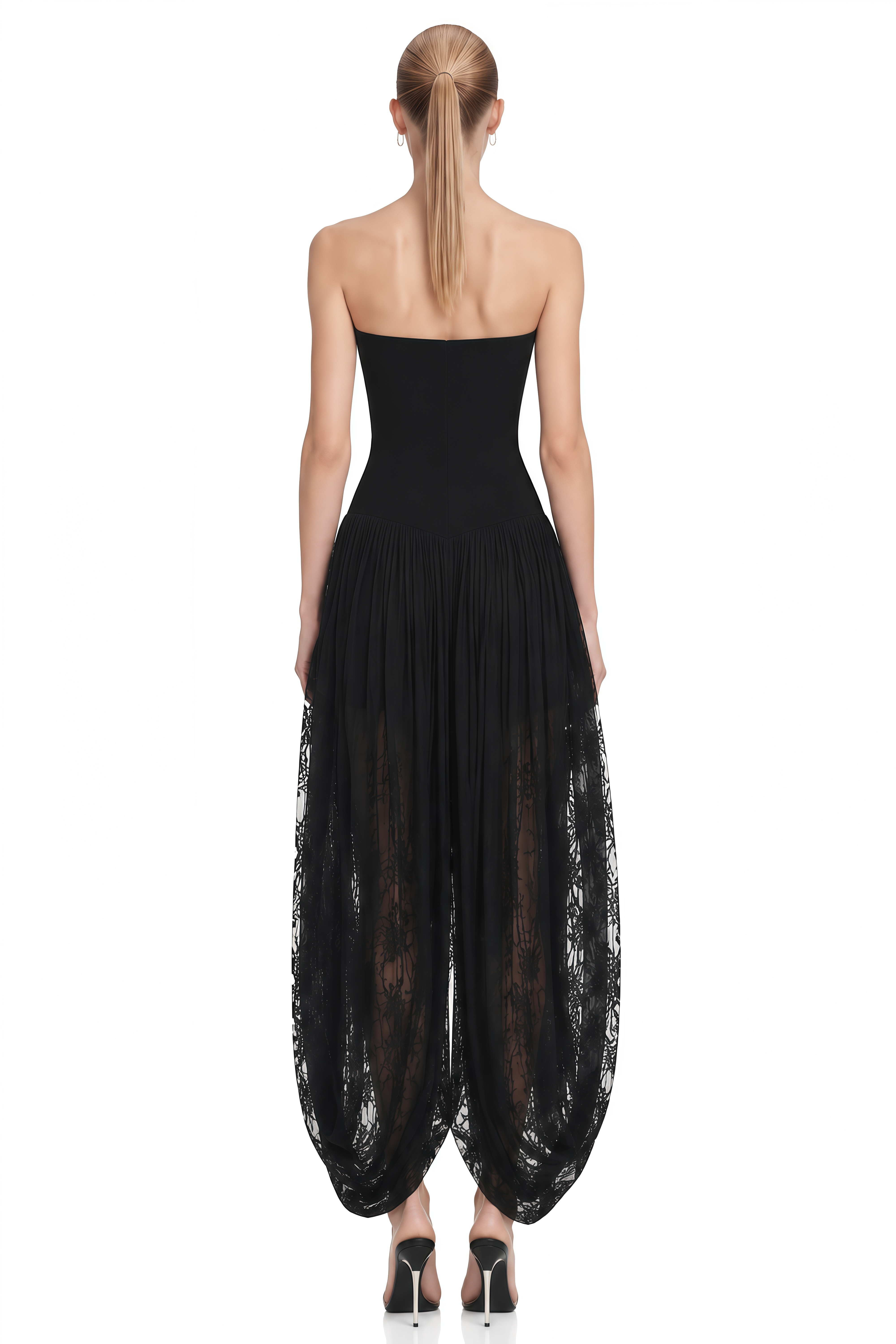 Helena Black Strapless Lace Jumpsuit
