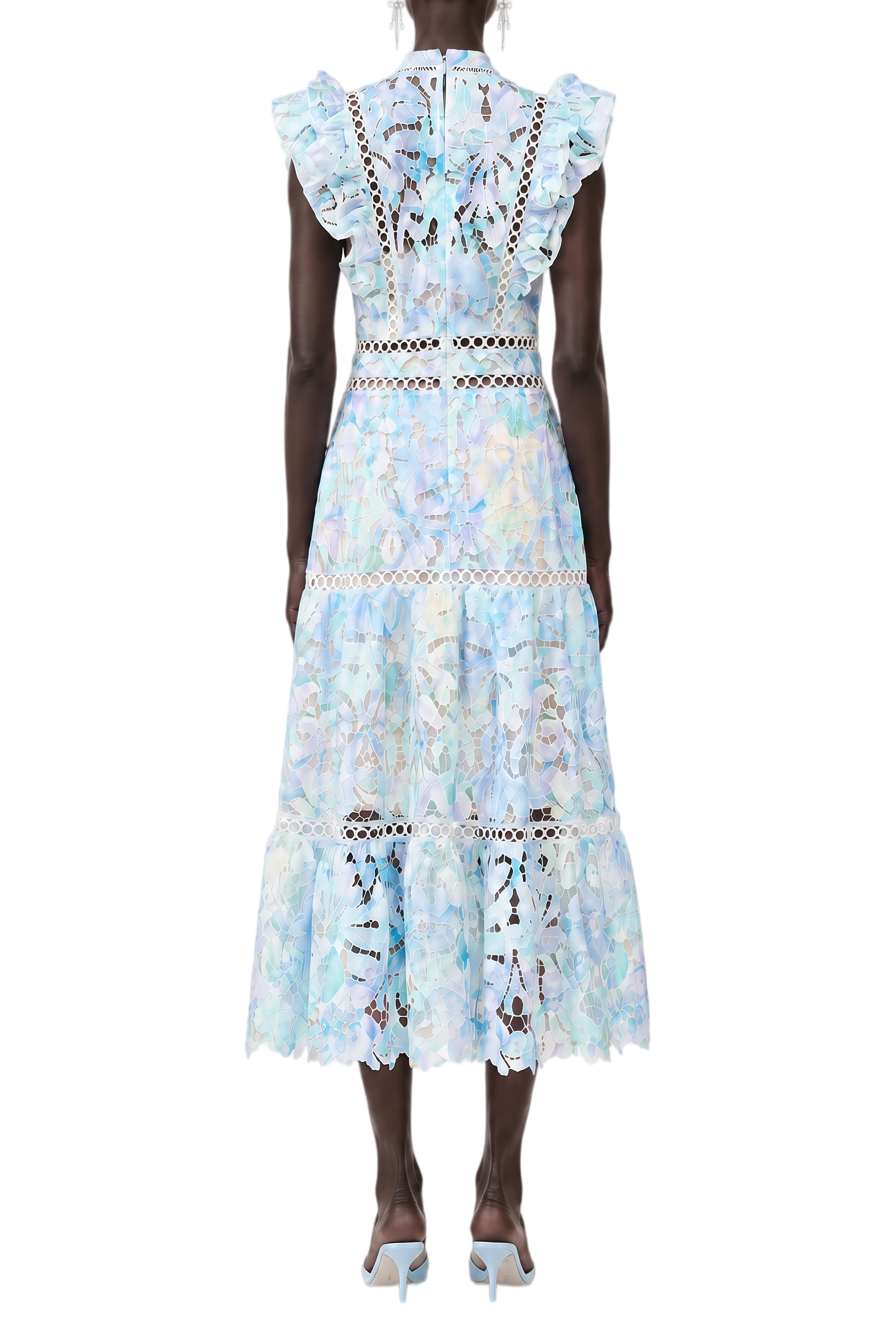 Belle Blue Floral Print Sleeveless Maxi Dress