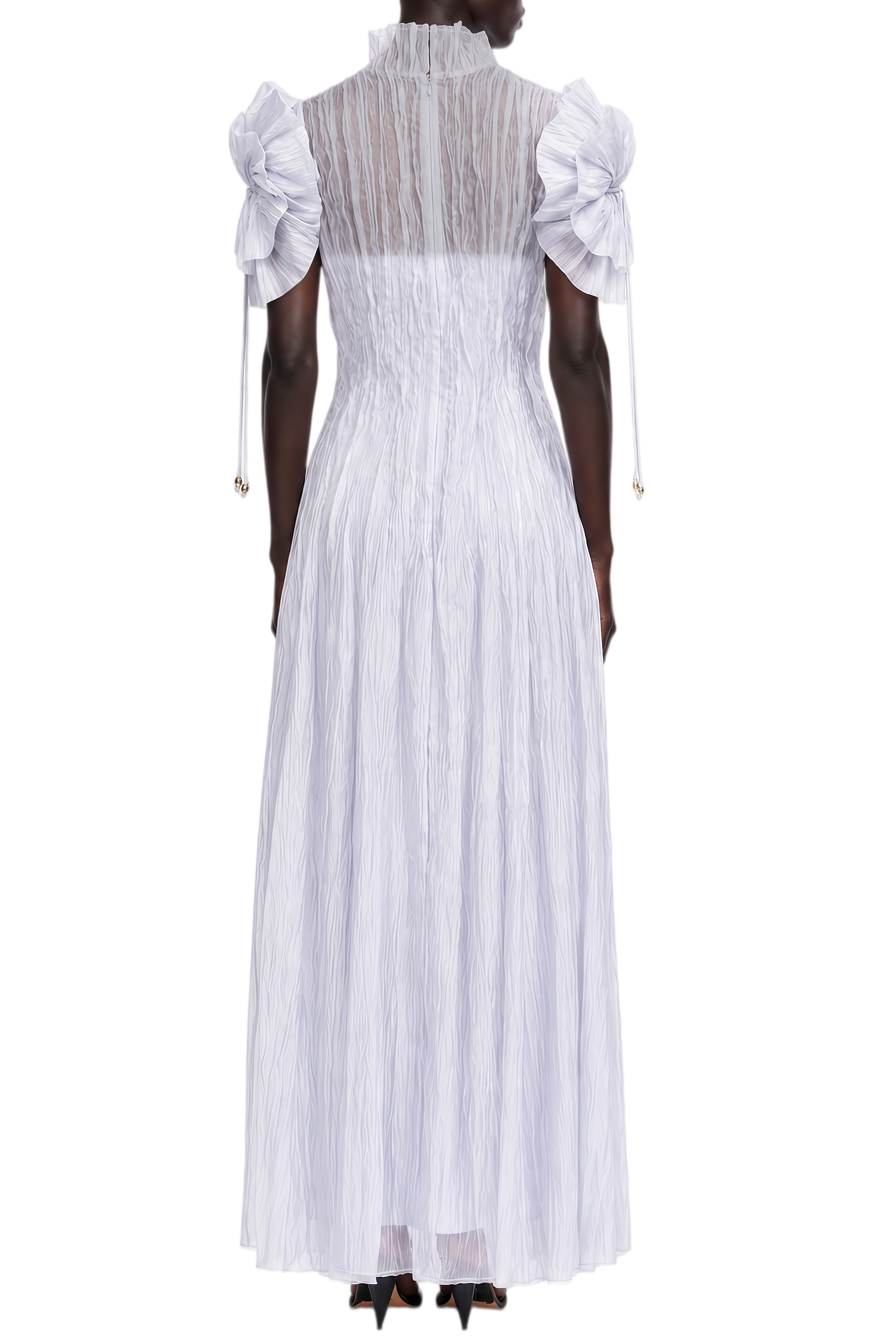 Nerissa Light Blue Turtleneck Ruffled Maxi Dress