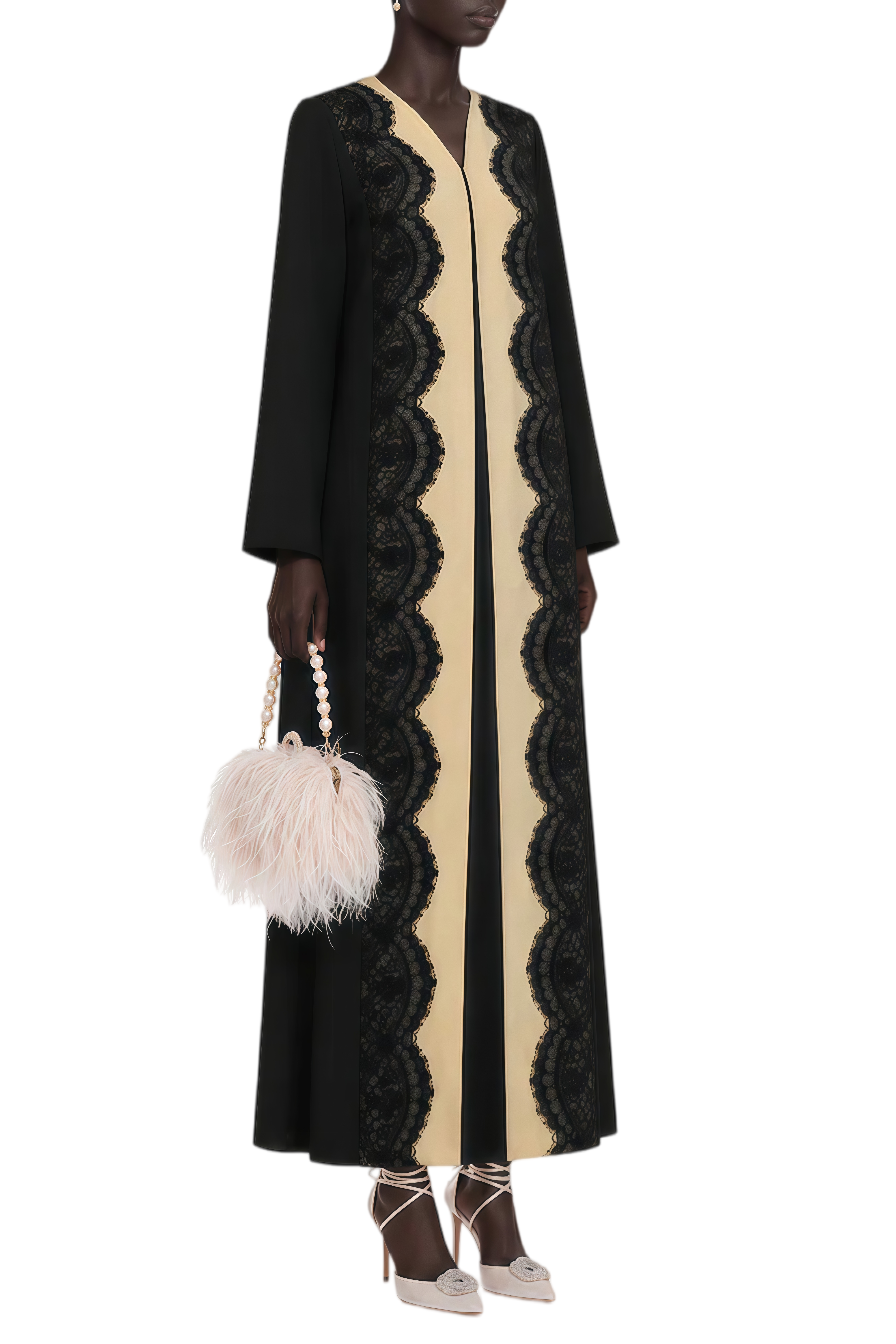 Rosalind Black Long Sleeves Lace Maxi Coat