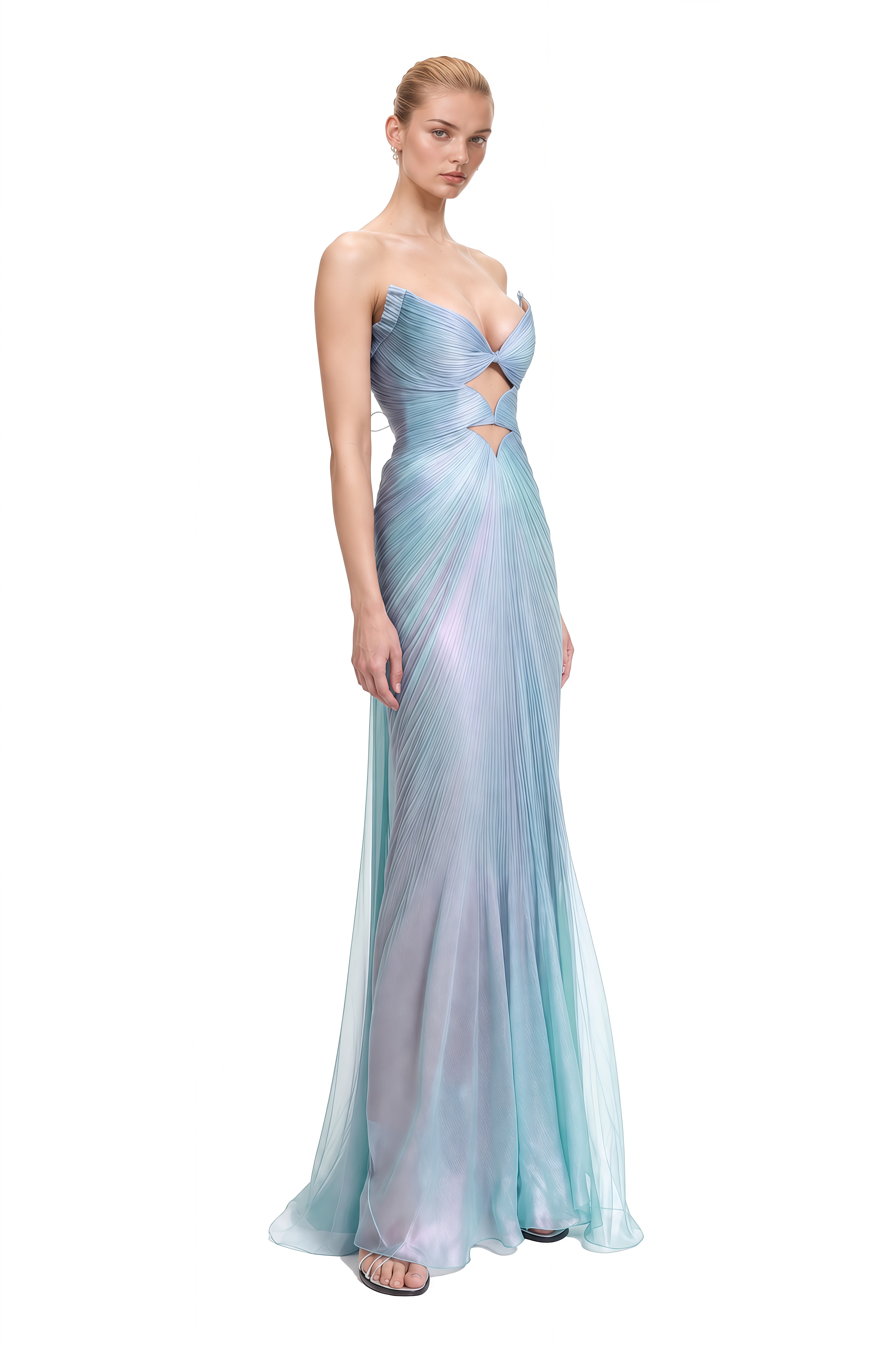 Eloise Light Blue Strapless Cut-Out Maxi Dress
