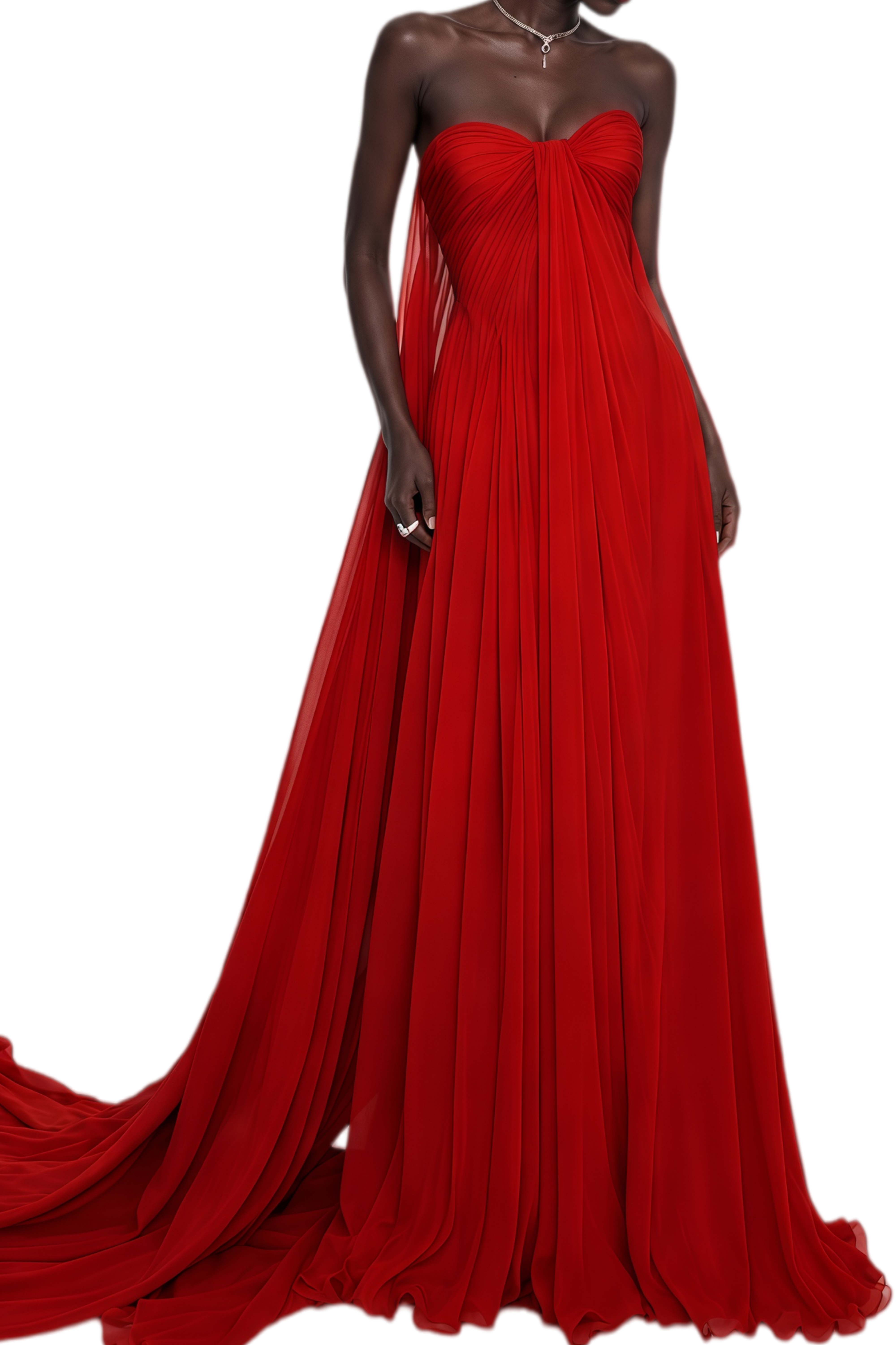 Willow Red Sweetheart Neck Ruched Maxi Dress