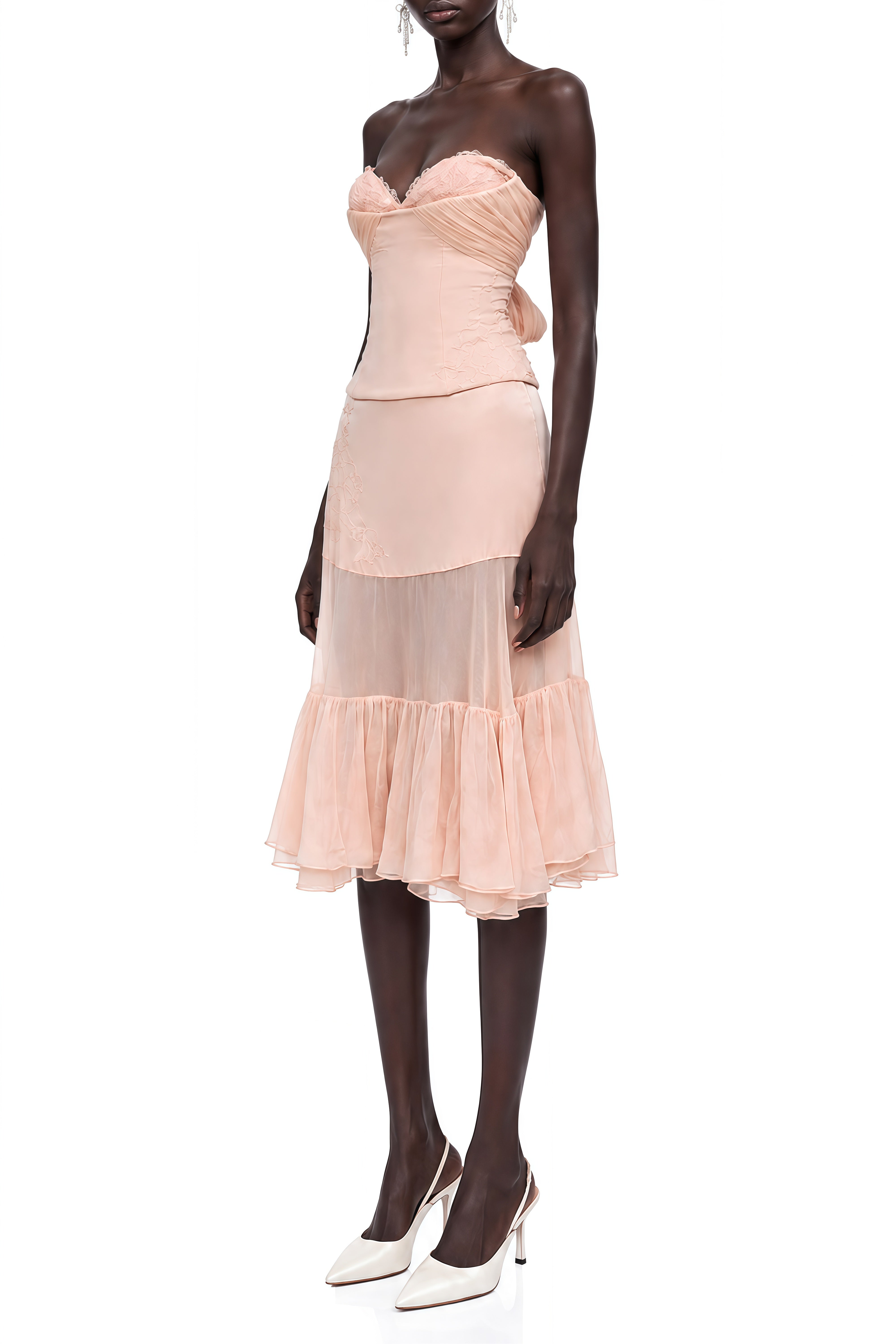 Manon Pink Sleeveless Ruched Top & Skirt Set