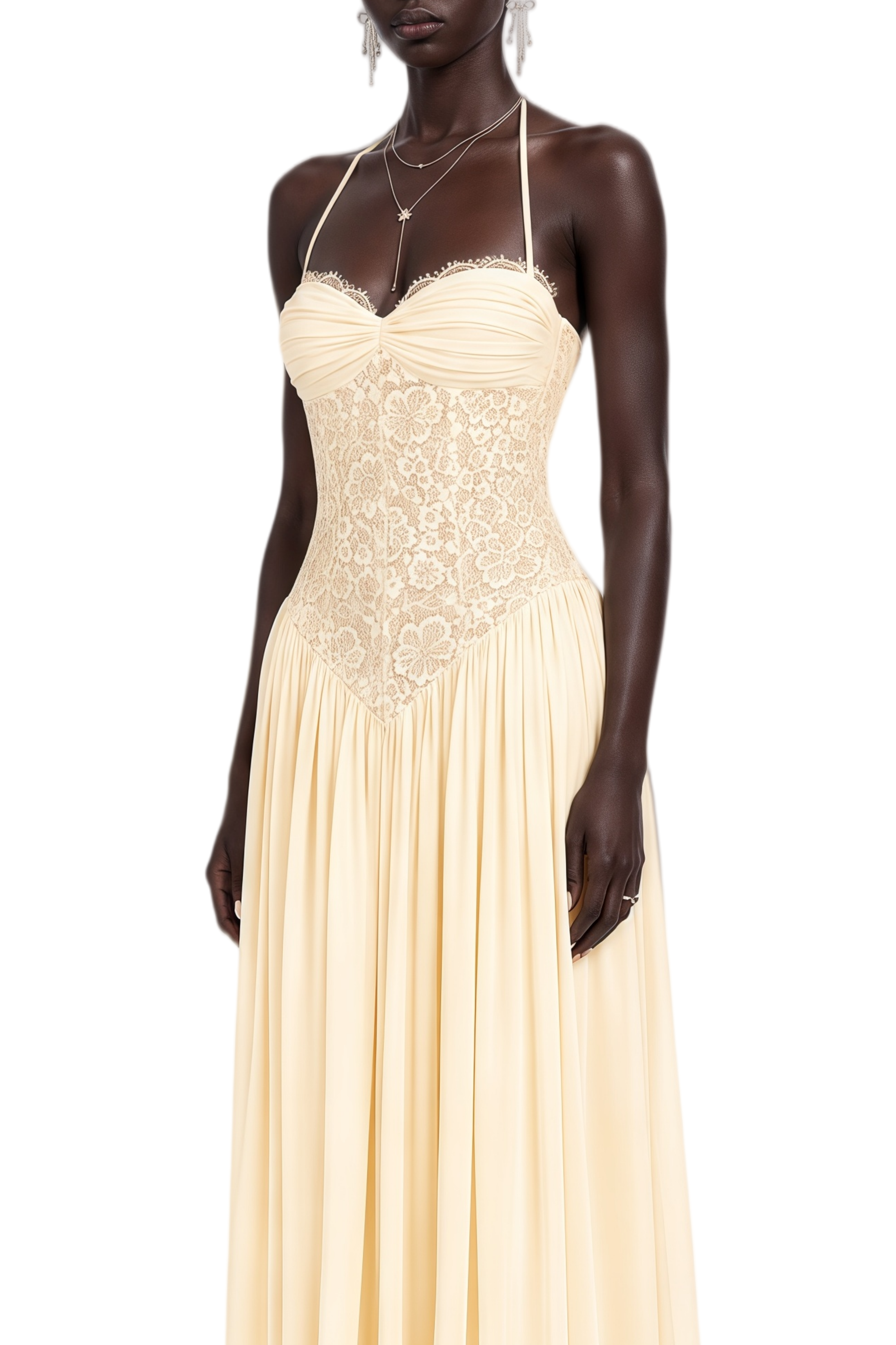 Felicity Yellow Sleeveless Ruched Maxi Dress