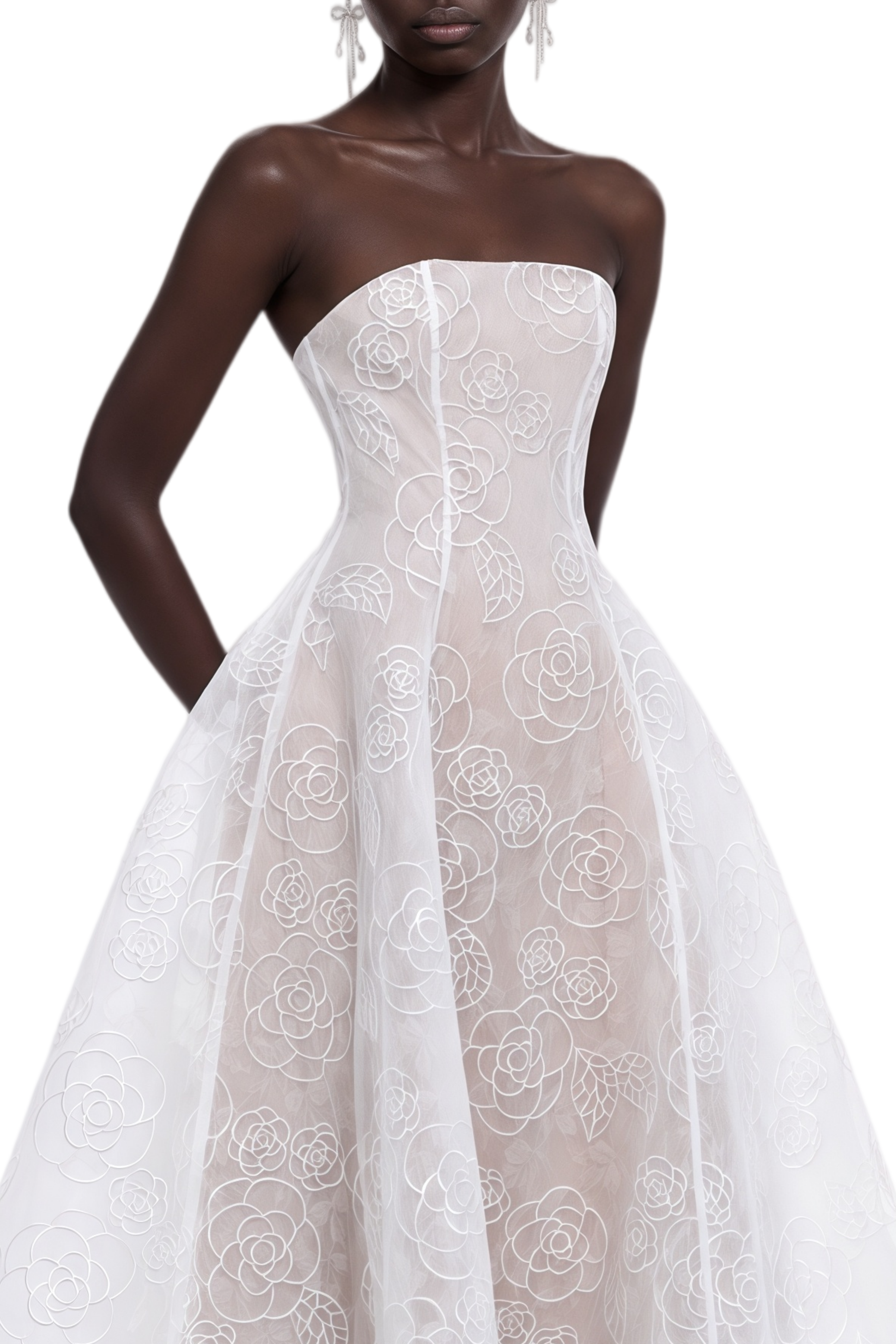 Adeline White Sleeveless Lace Maxi Dress