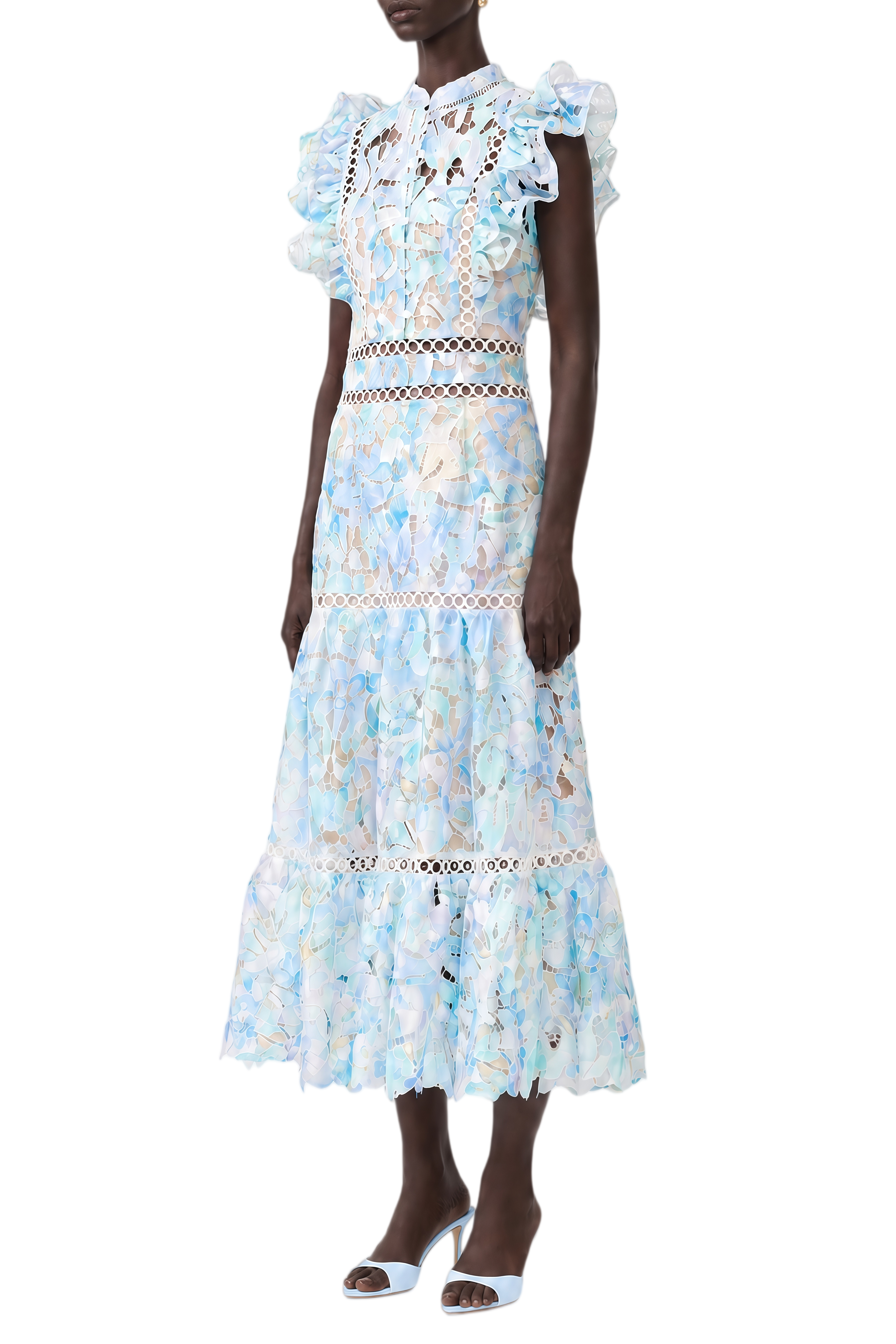 Belle Blue Floral Print Sleeveless Maxi Dress