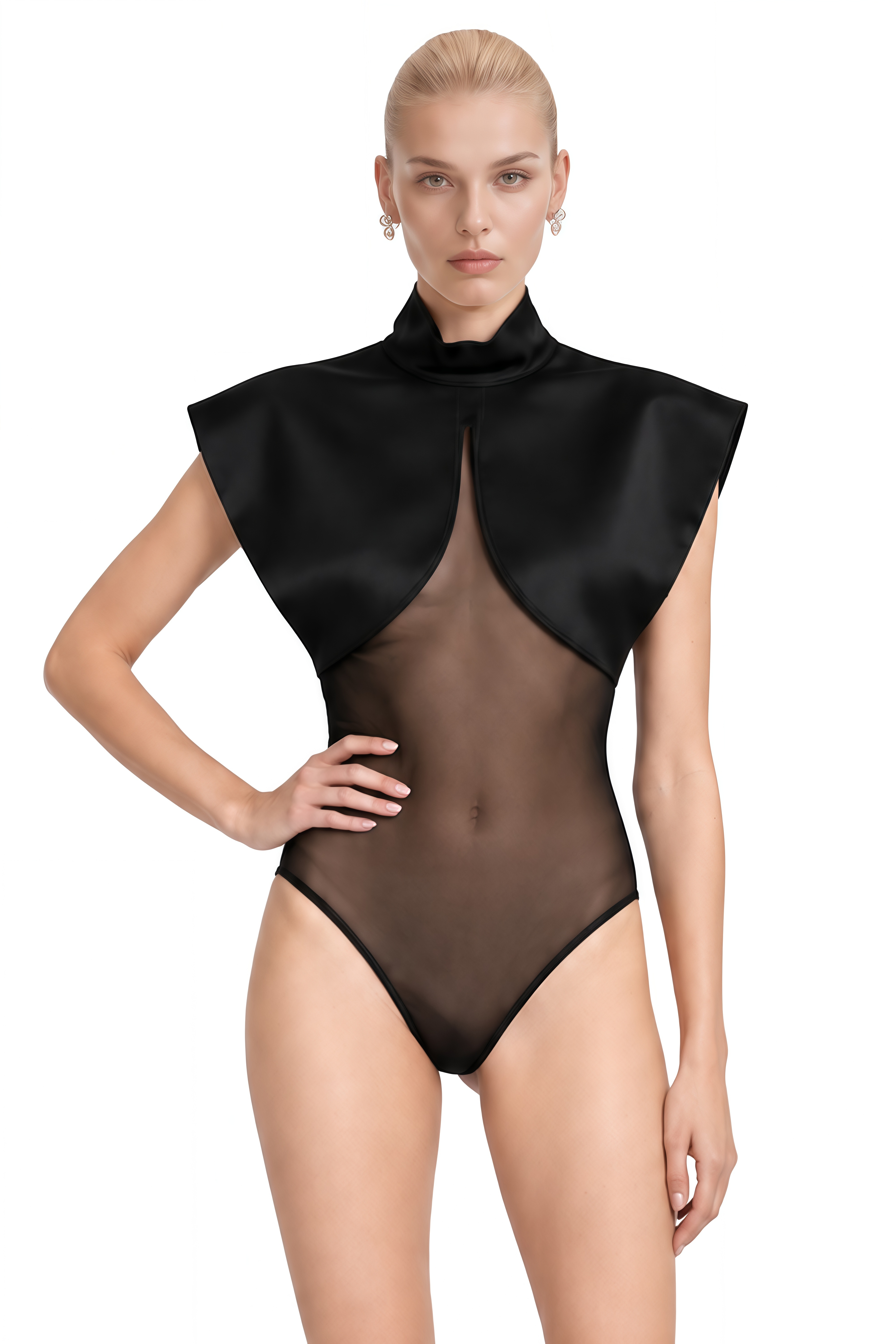 Fiadh Black Turtleneck Sleeveless Bodysuit
