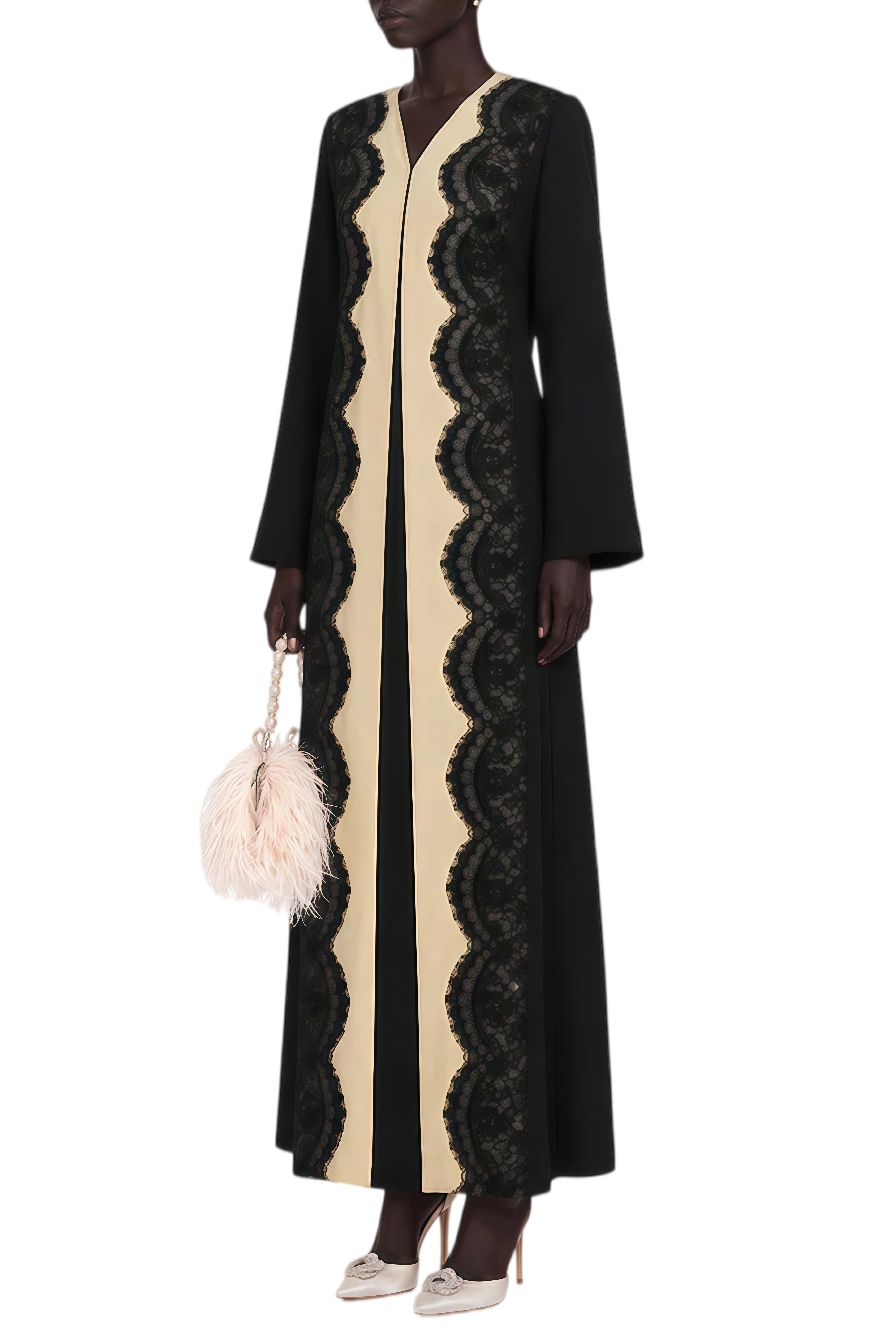 Rosalind Black Long Sleeves Lace Maxi Coat