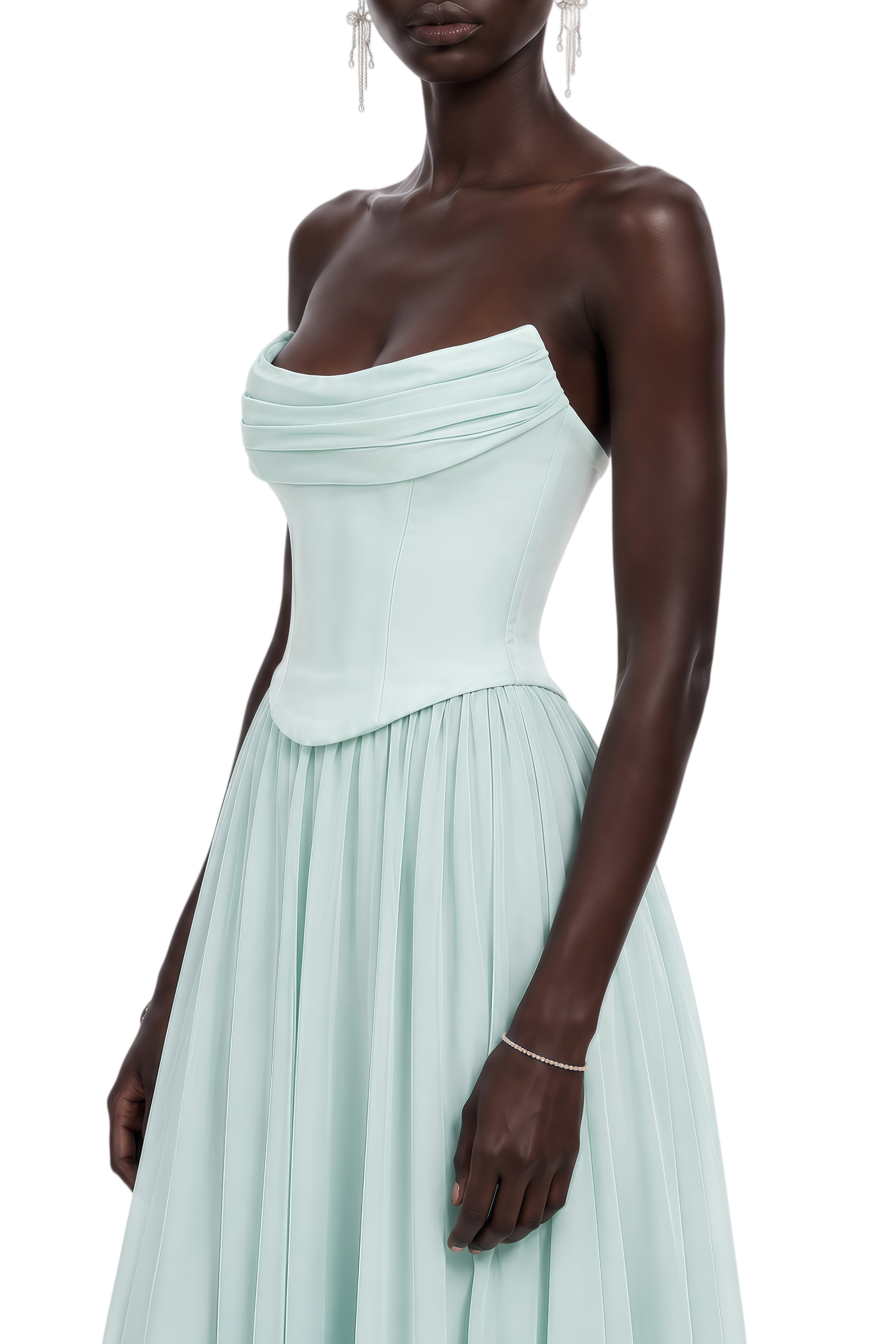 Ophelia Green Off Shoulder Sleeveless Maxi Dress