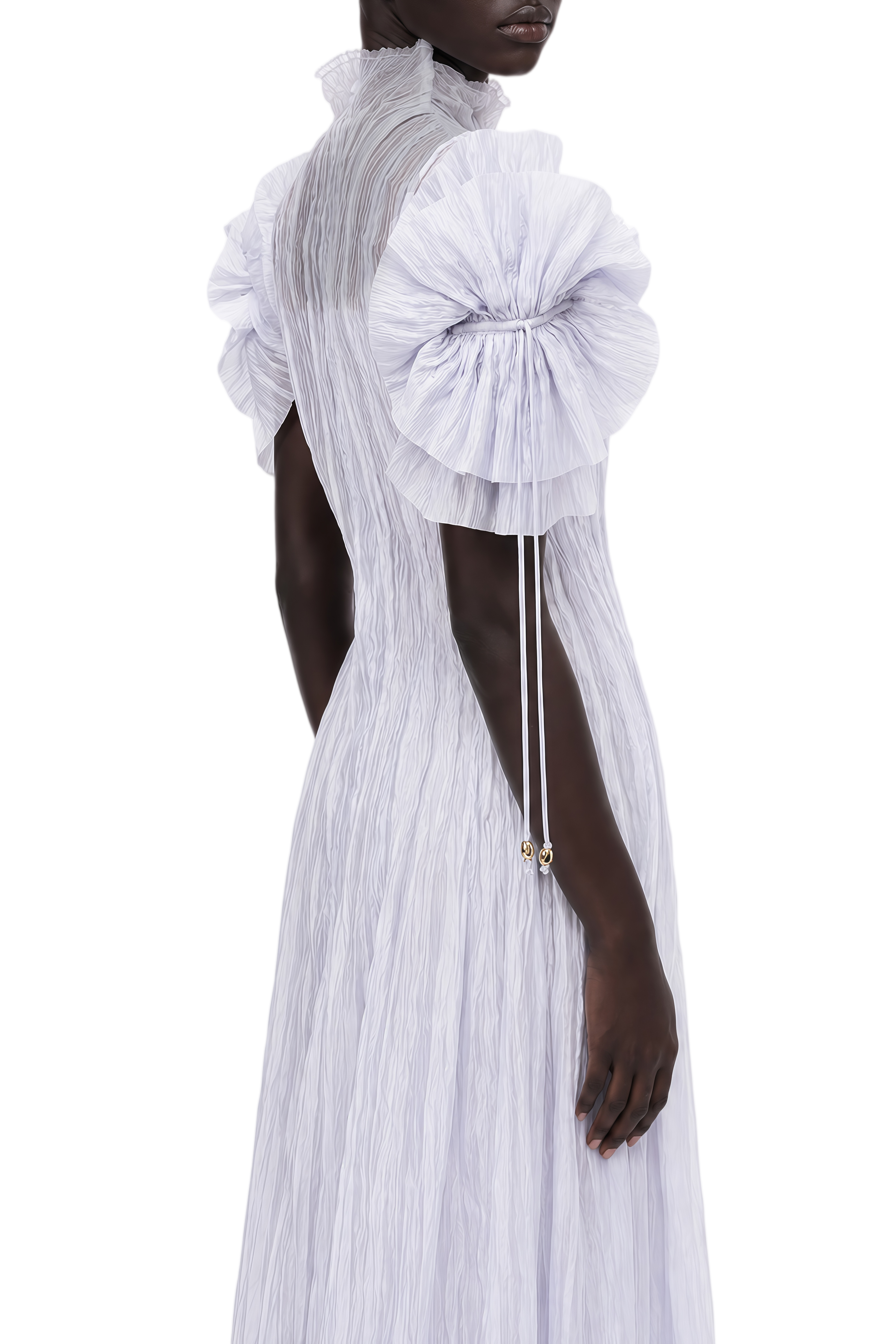 Nerissa Light Blue Turtleneck Ruffled Maxi Dress