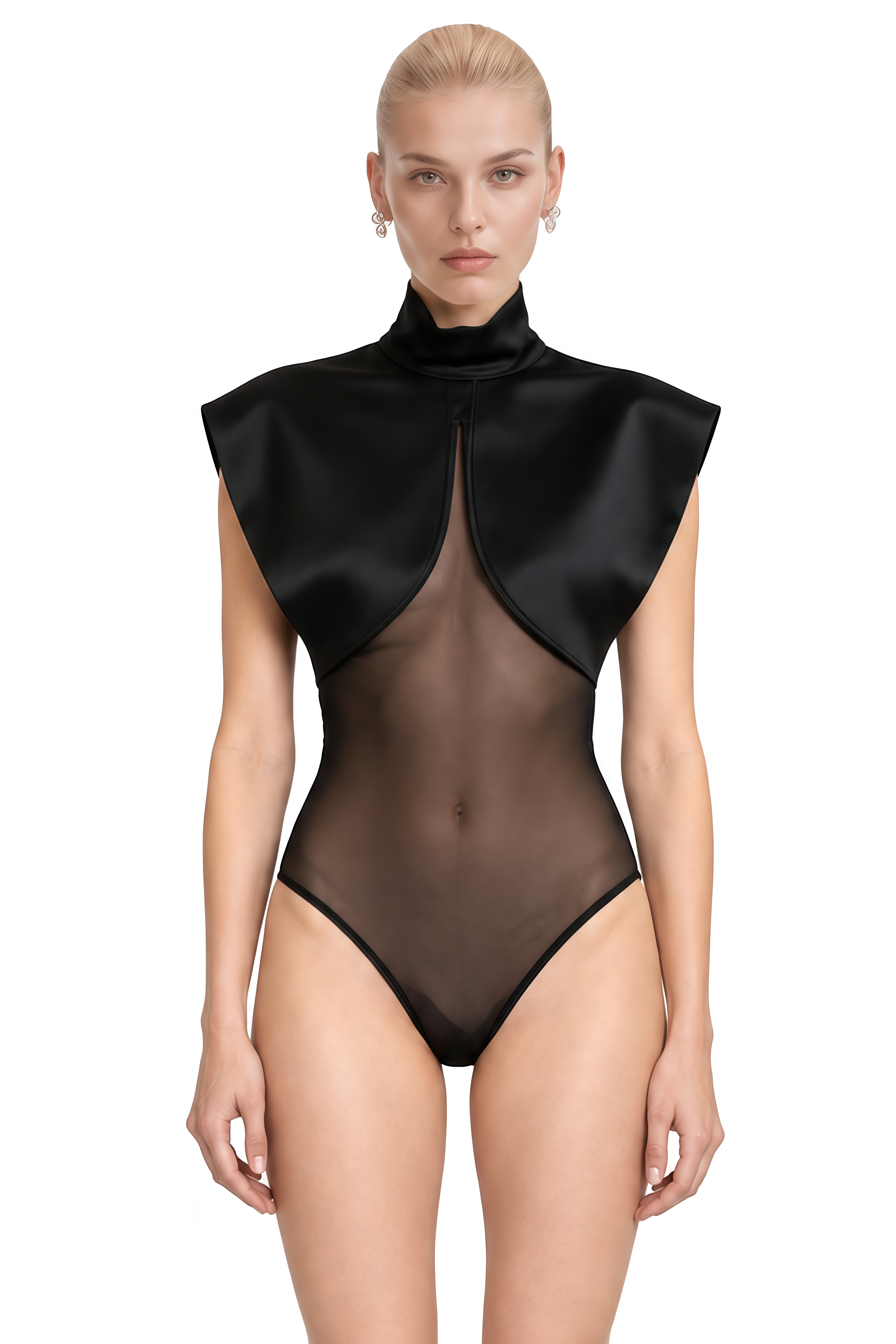 Fiadh Black Turtleneck Sleeveless Bodysuit