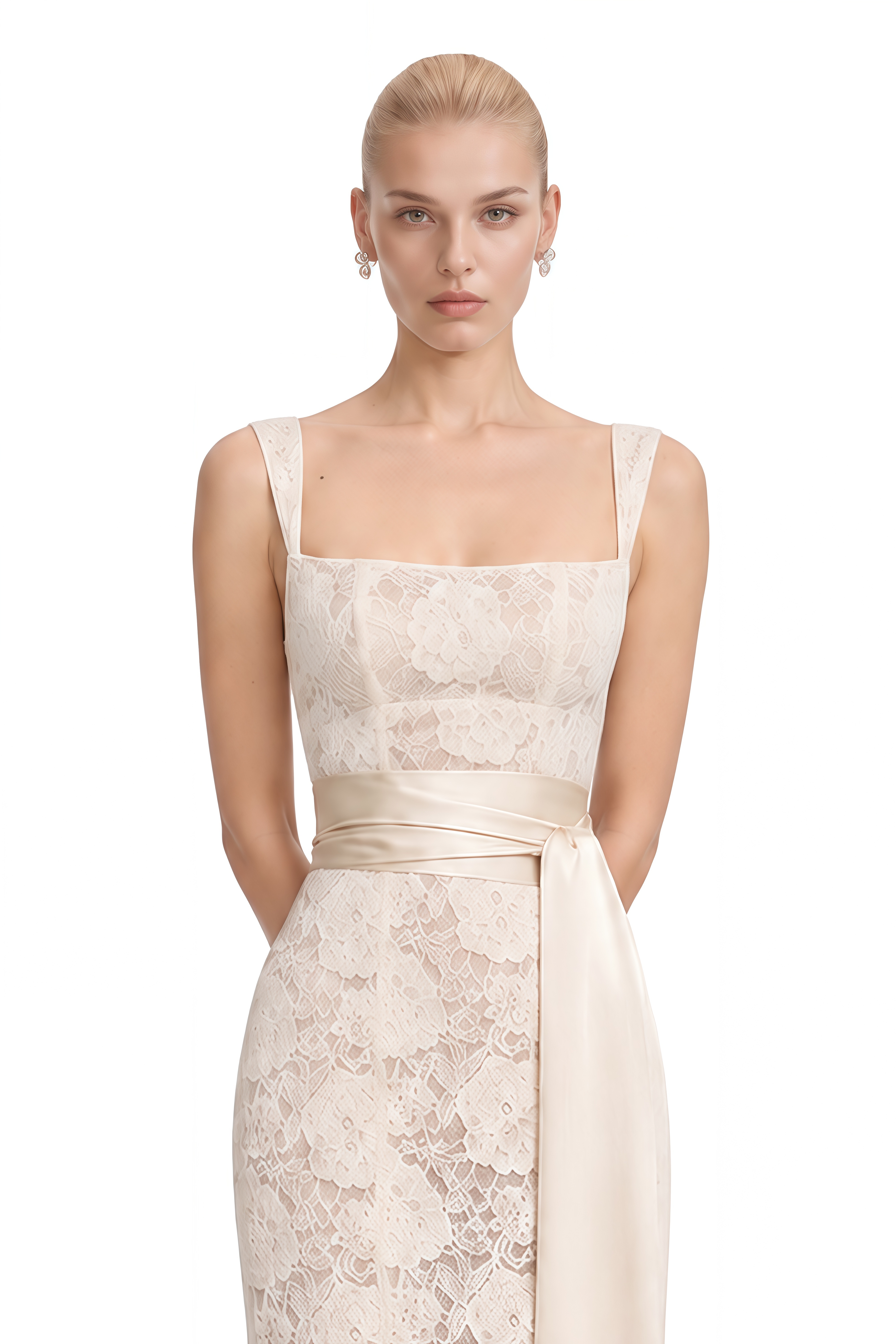 Rosalind White Sleeveless Lace Maxi Dress