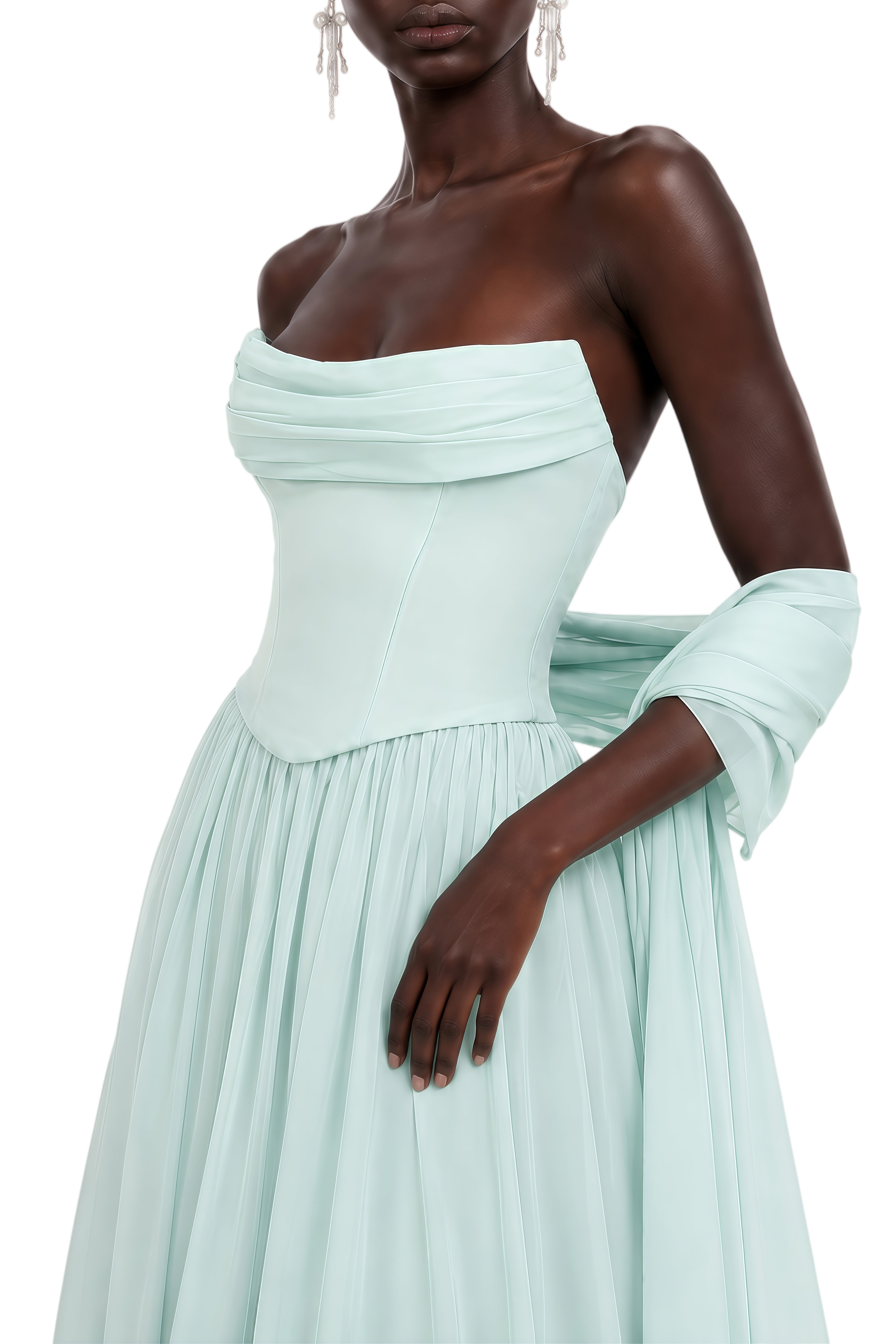 Ophelia Green Off Shoulder Sleeveless Maxi Dress
