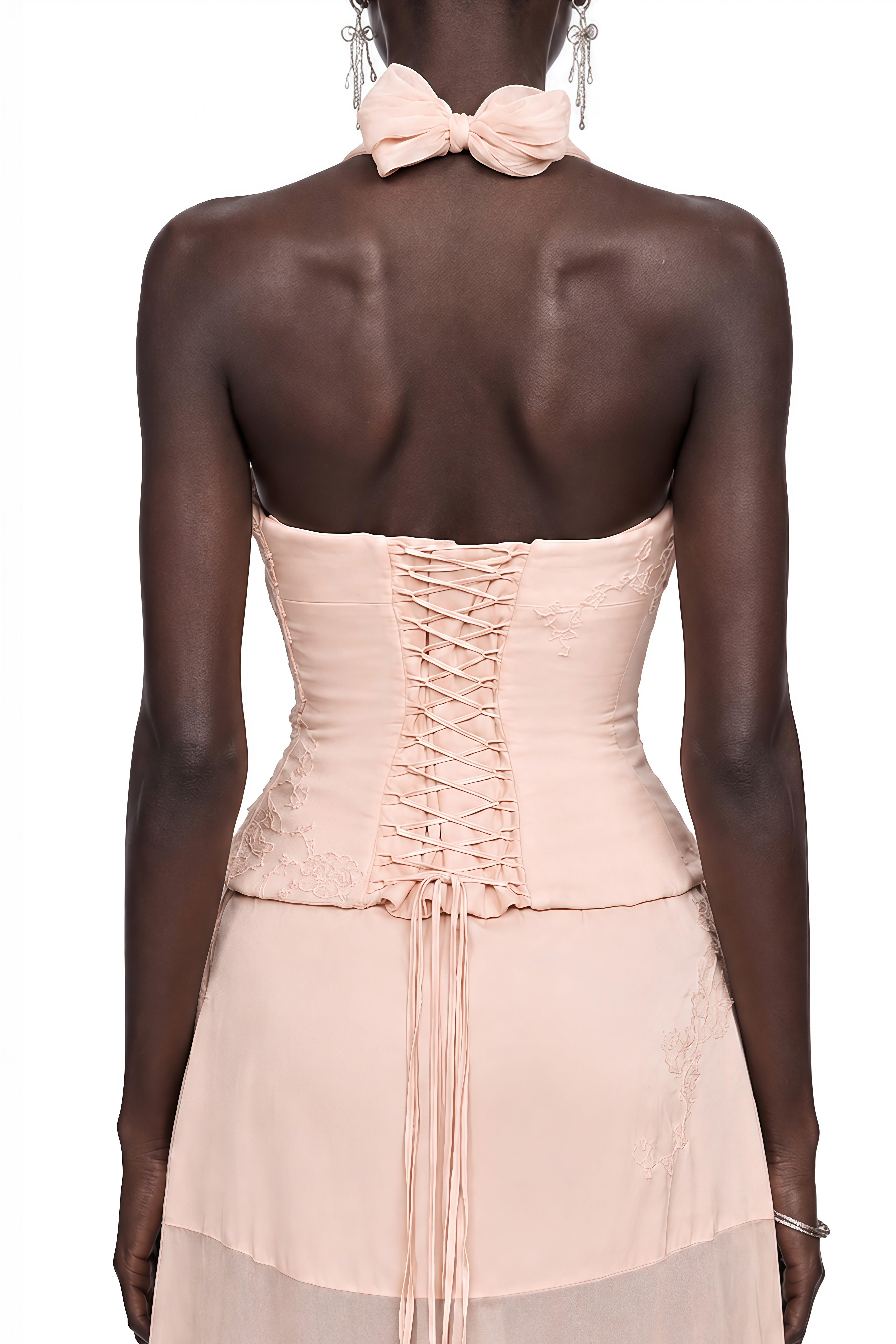 Manon Pink Sleeveless Ruched Top & Skirt Set