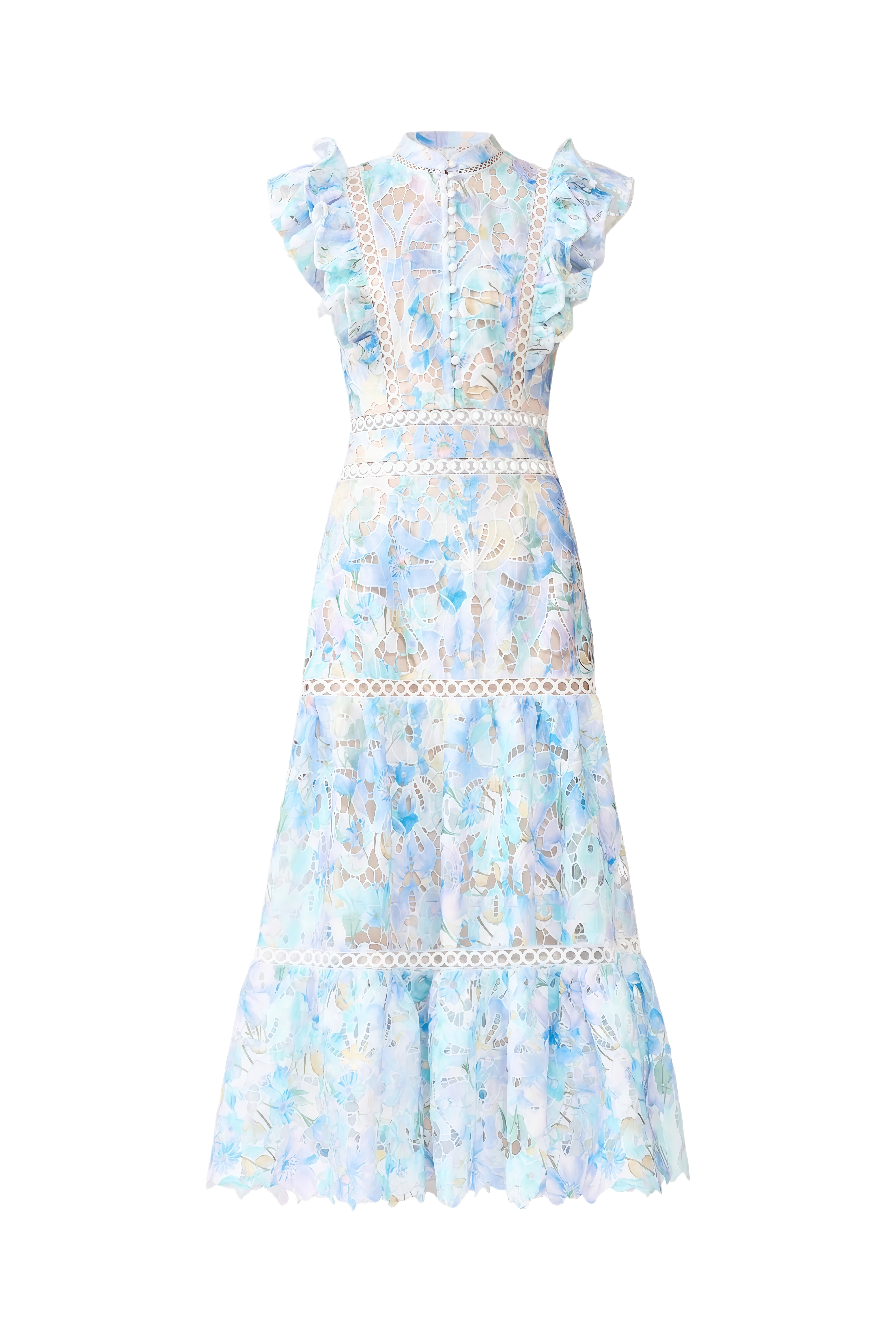 Belle Blue Floral Print Sleeveless Maxi Dress