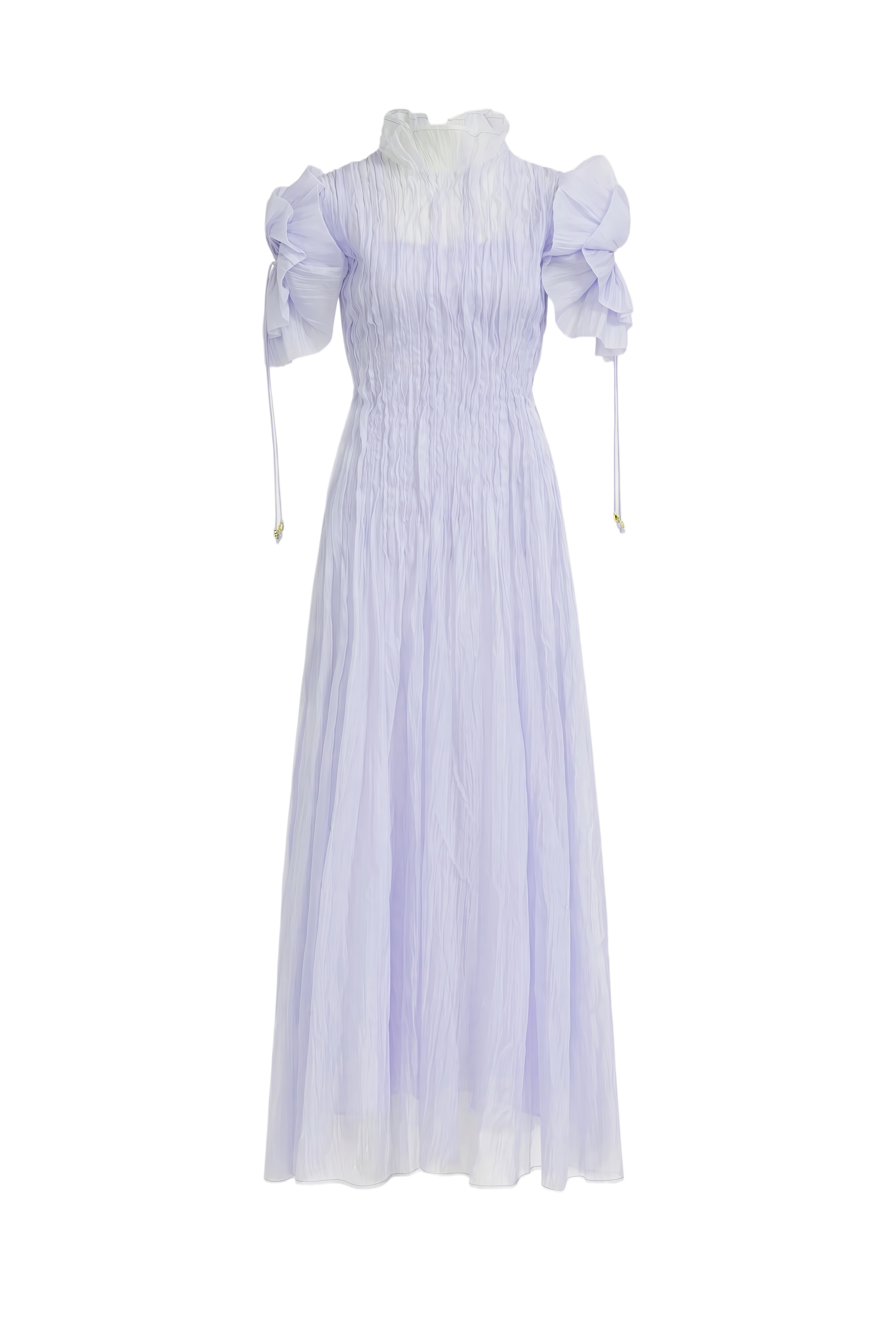 Nerissa Light Blue Turtleneck Ruffled Maxi Dress