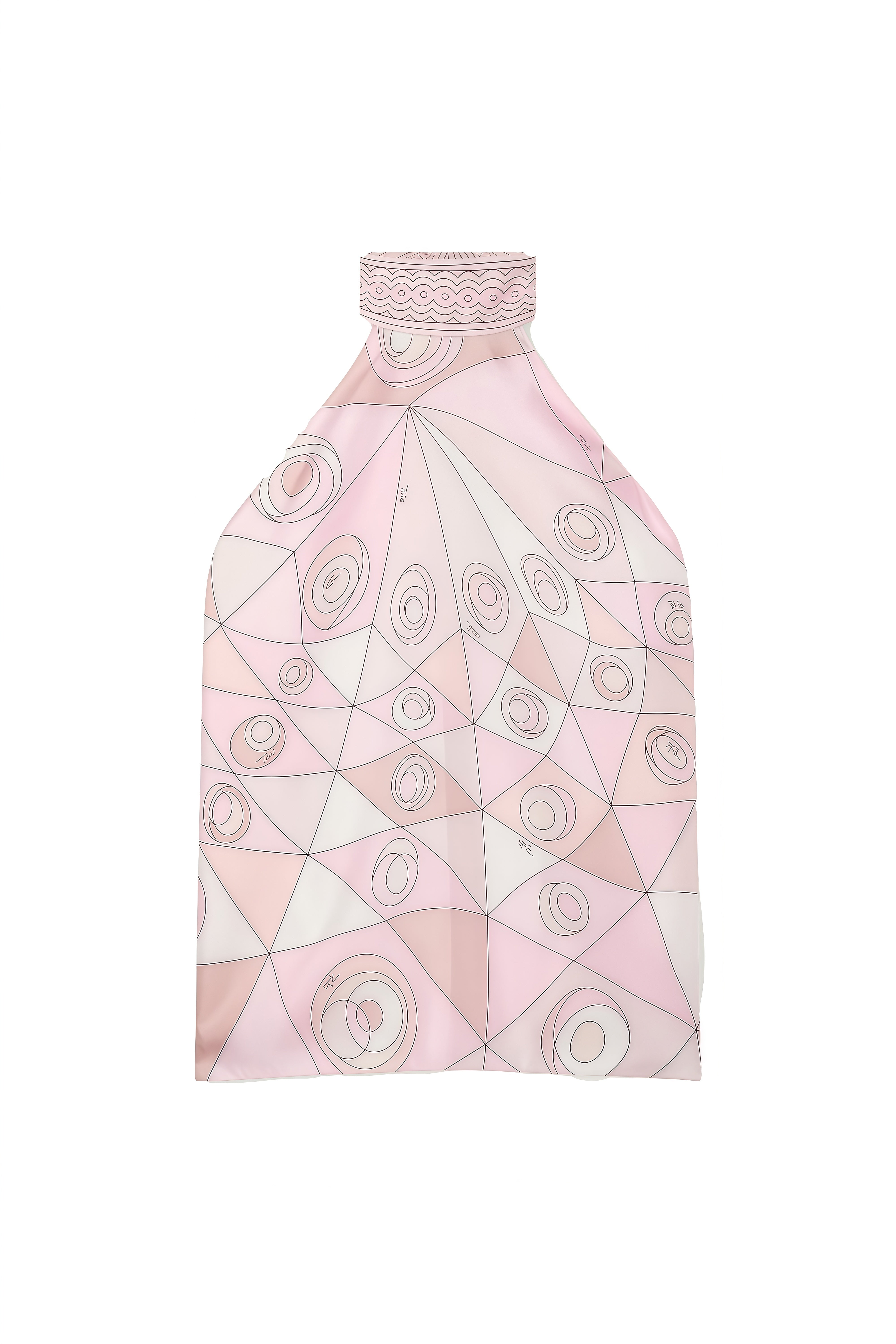 Amara Pink Abstract Print Asymmetrical Top & Skirt Set