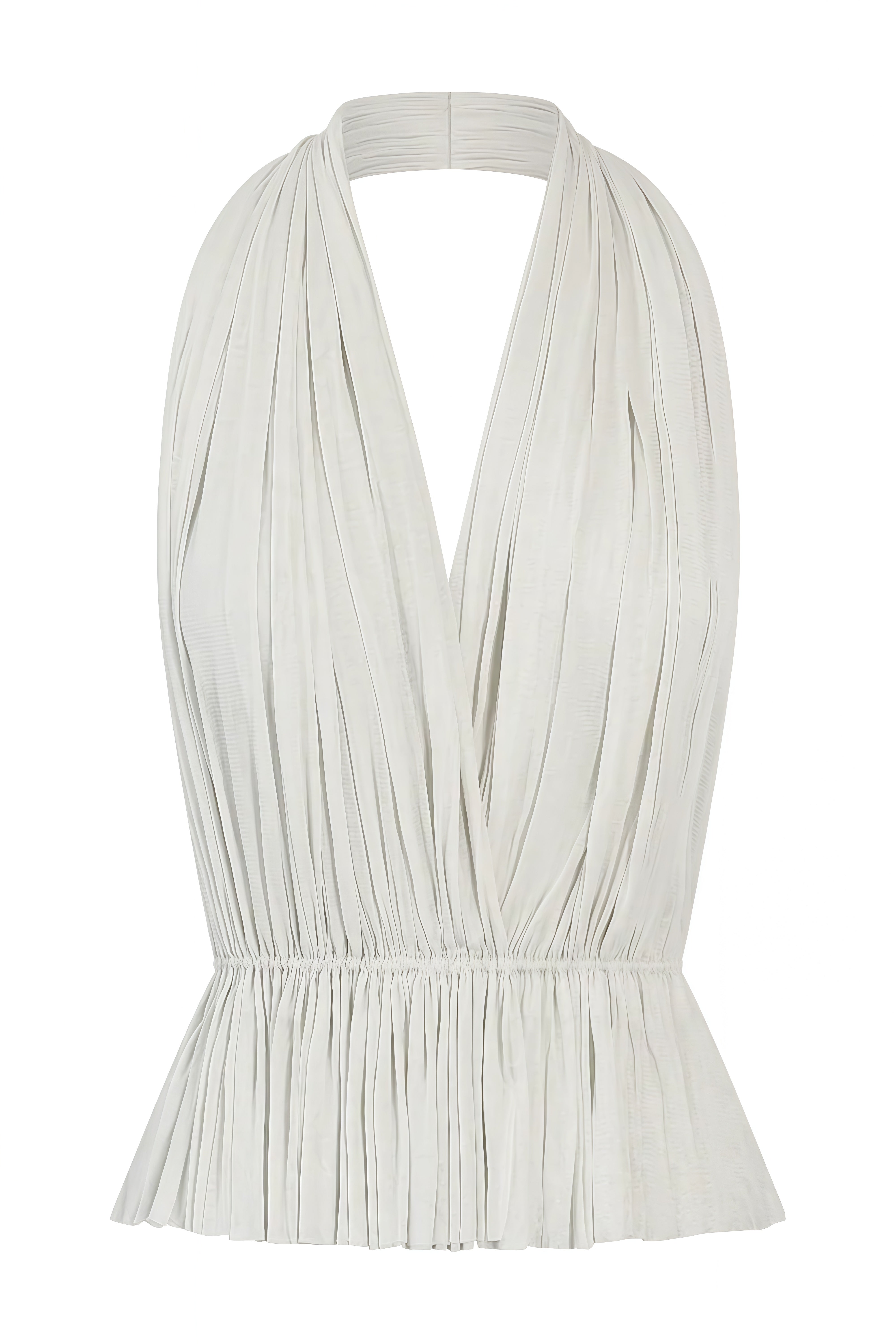 Isadora White Sleeveless Pleated Top & Skirt Set