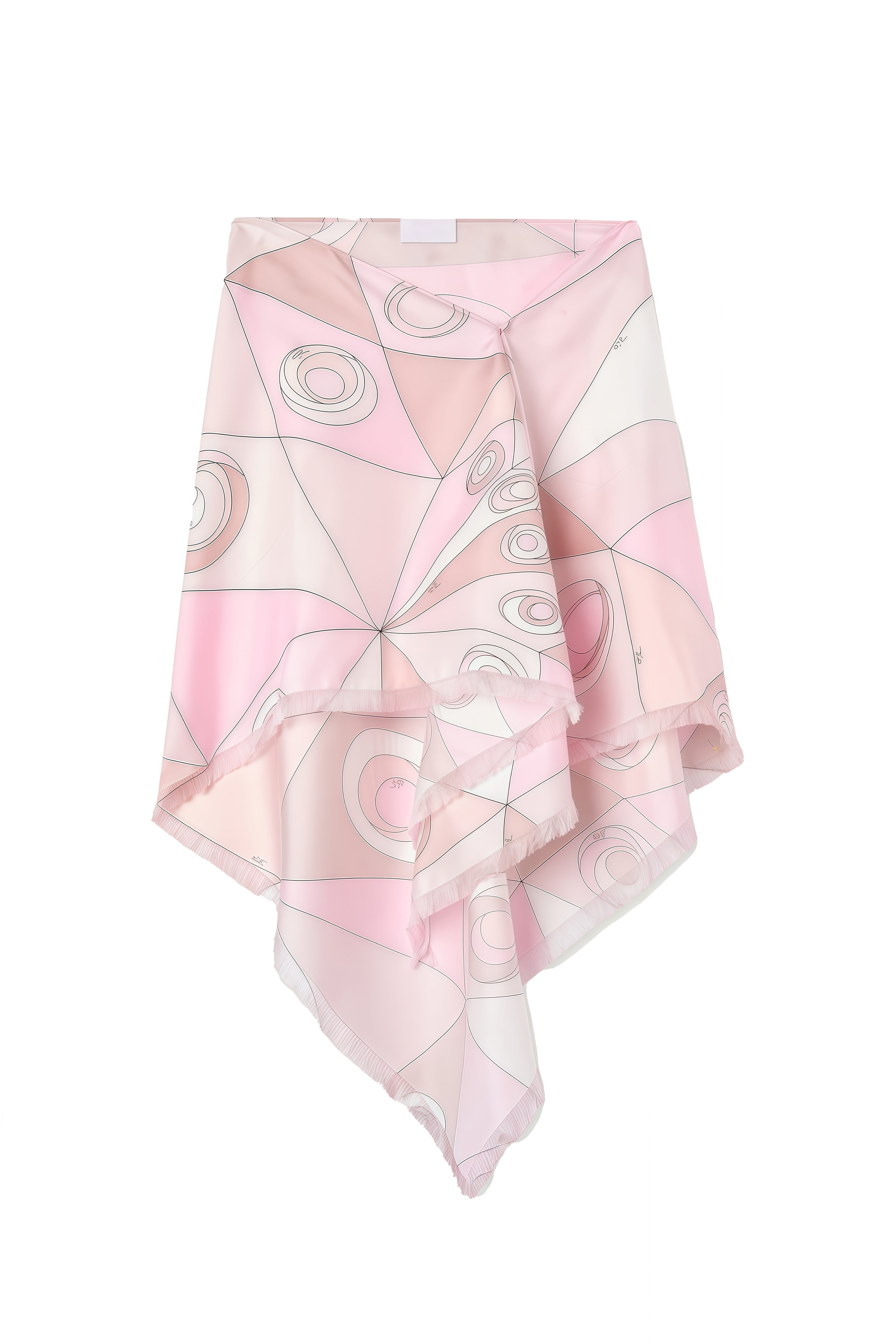 Amara Pink Abstract Print Asymmetrical Top & Skirt Set