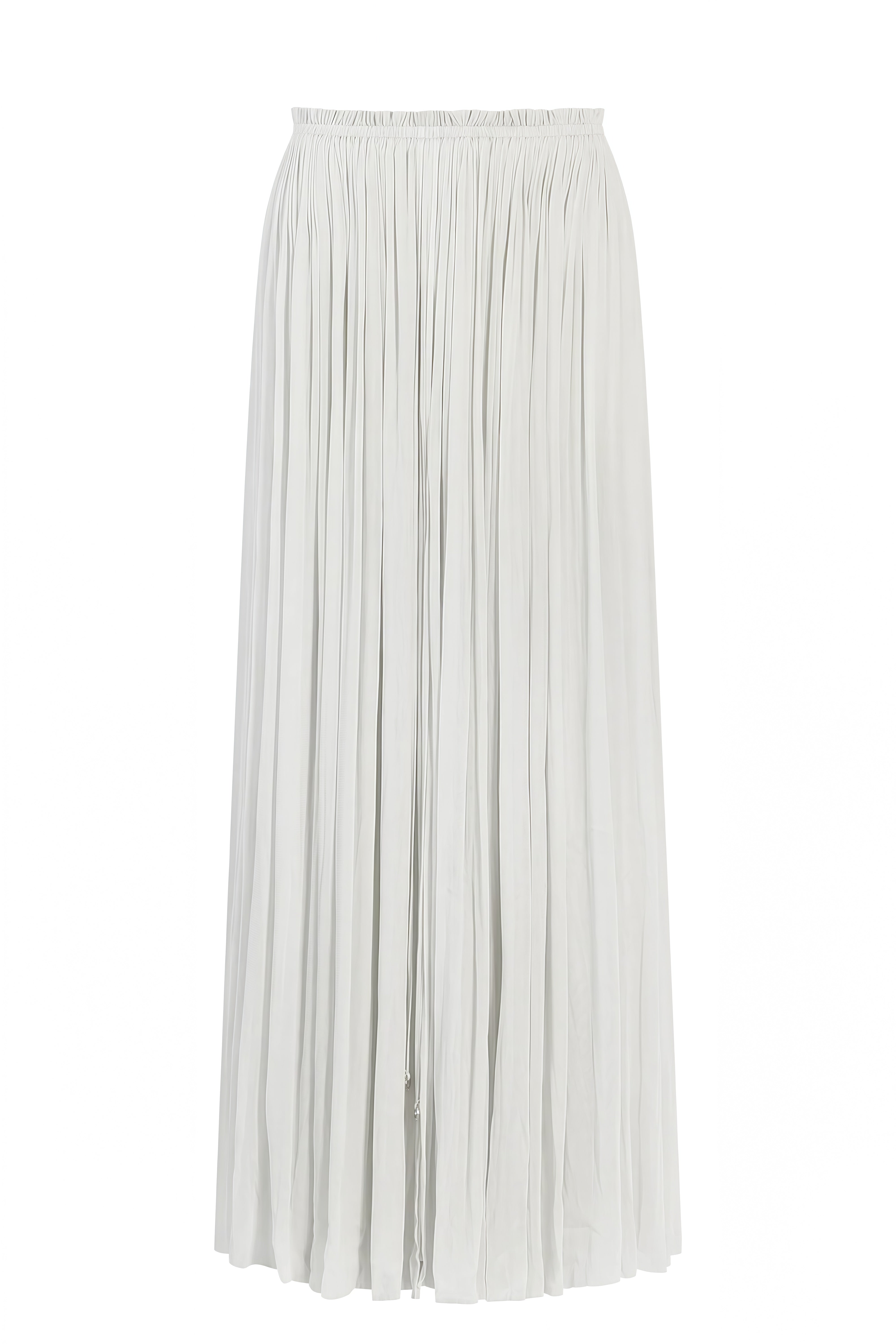 Isadora White Sleeveless Pleated Top & Skirt Set