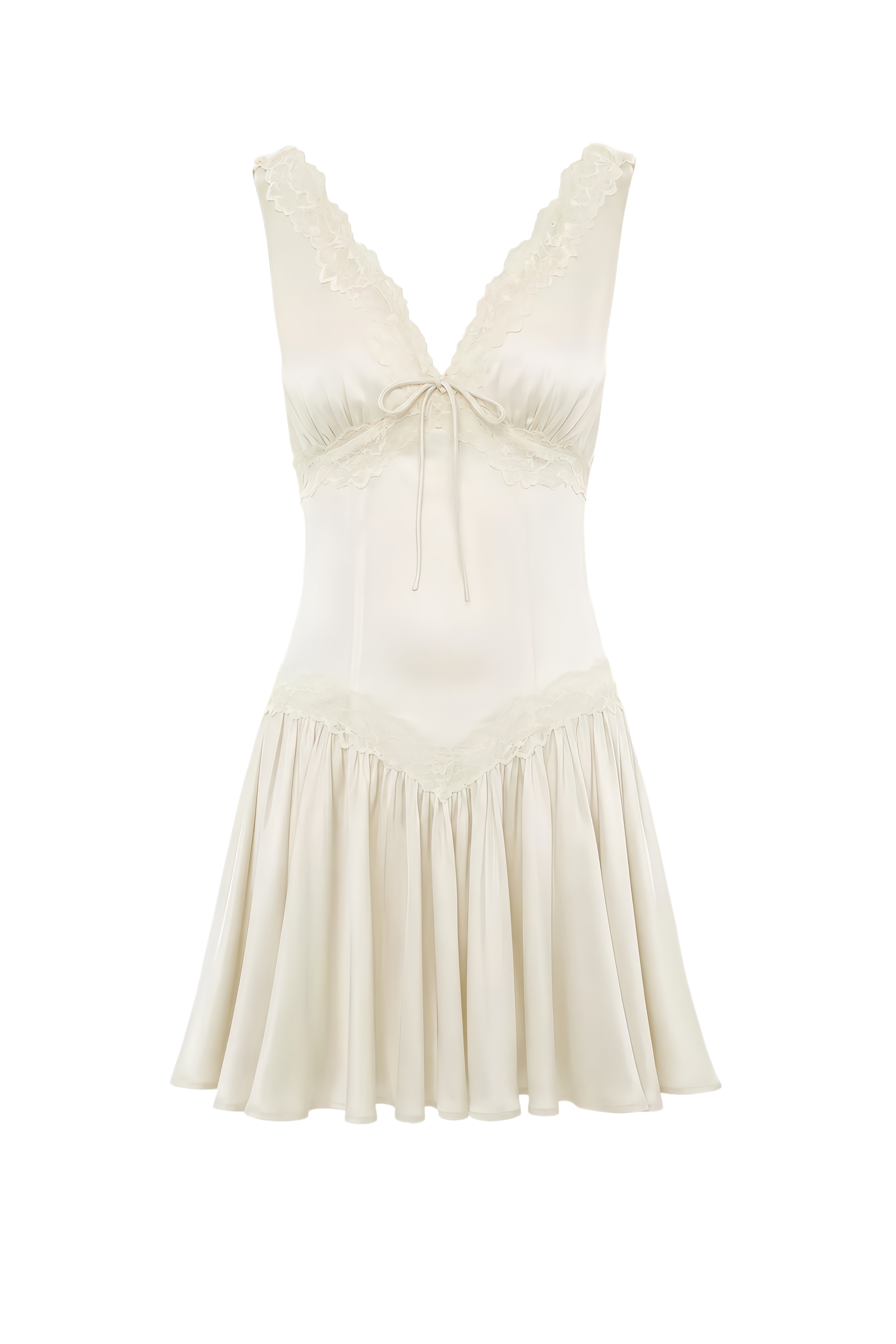Aurelia White V-Neck Lace Mini Dress