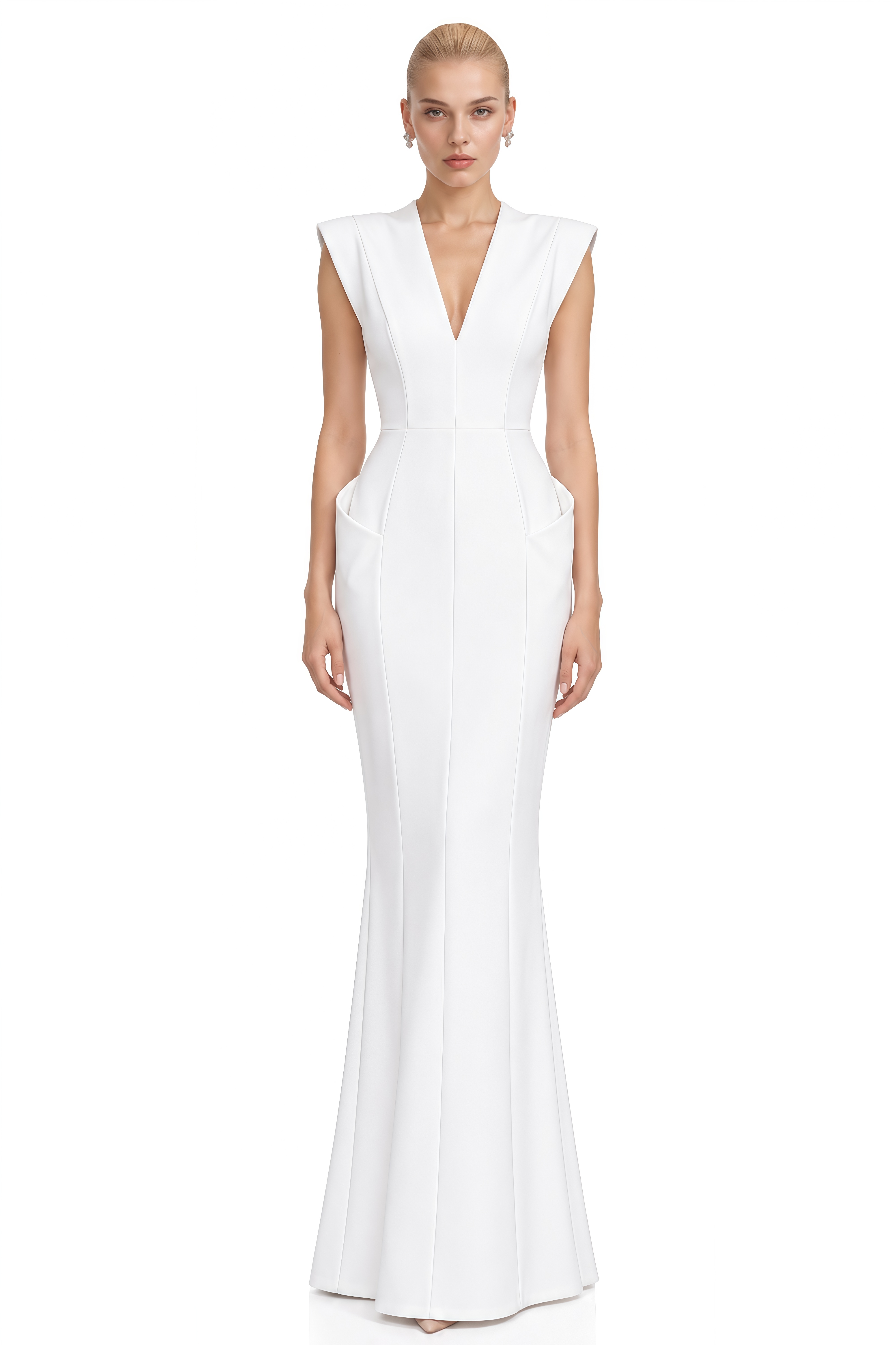 Austen White Sleeveless V-Neck Maxi Dress