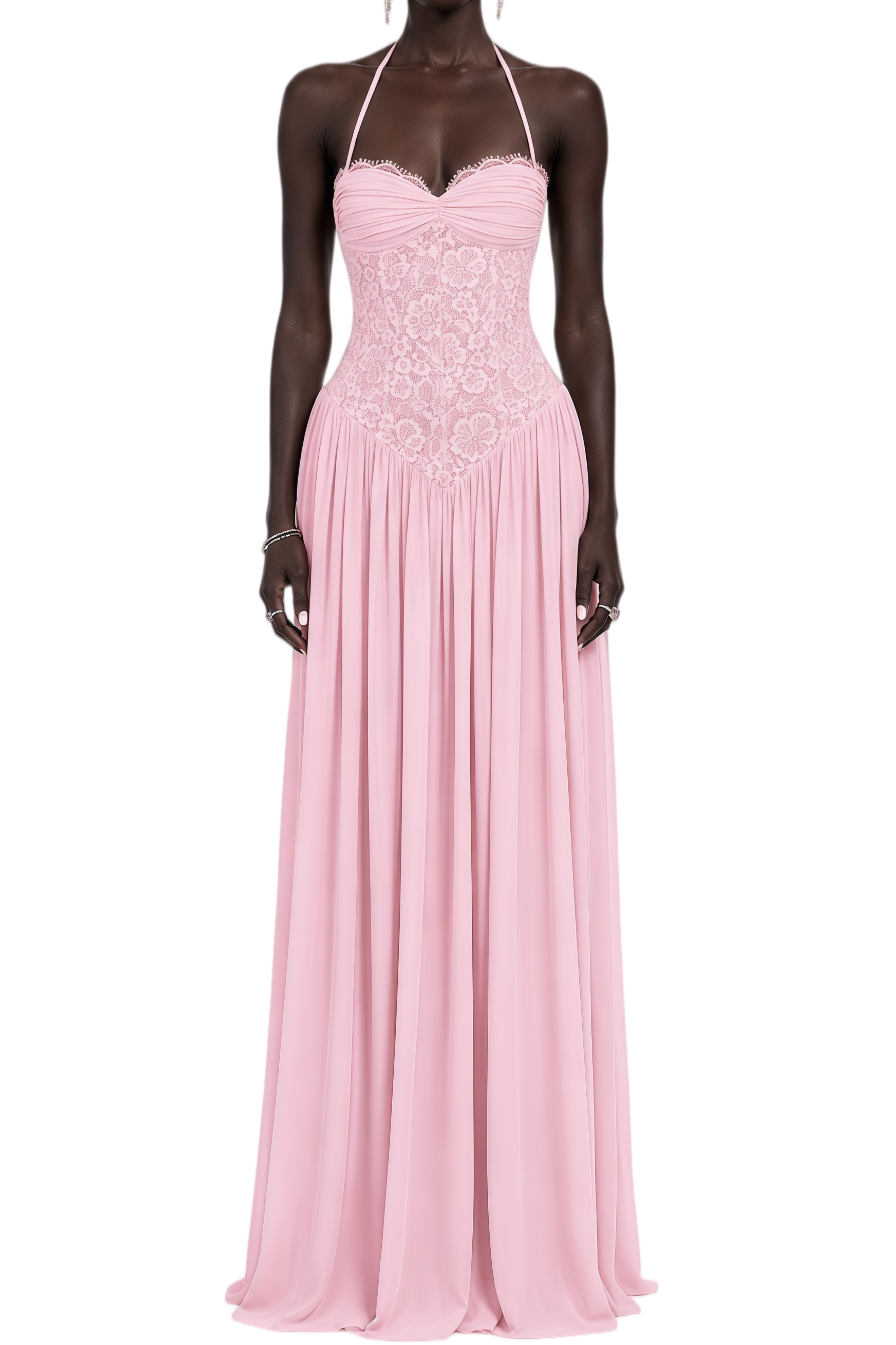Felicity Pink Sleeveless Ruched Maxi Dress