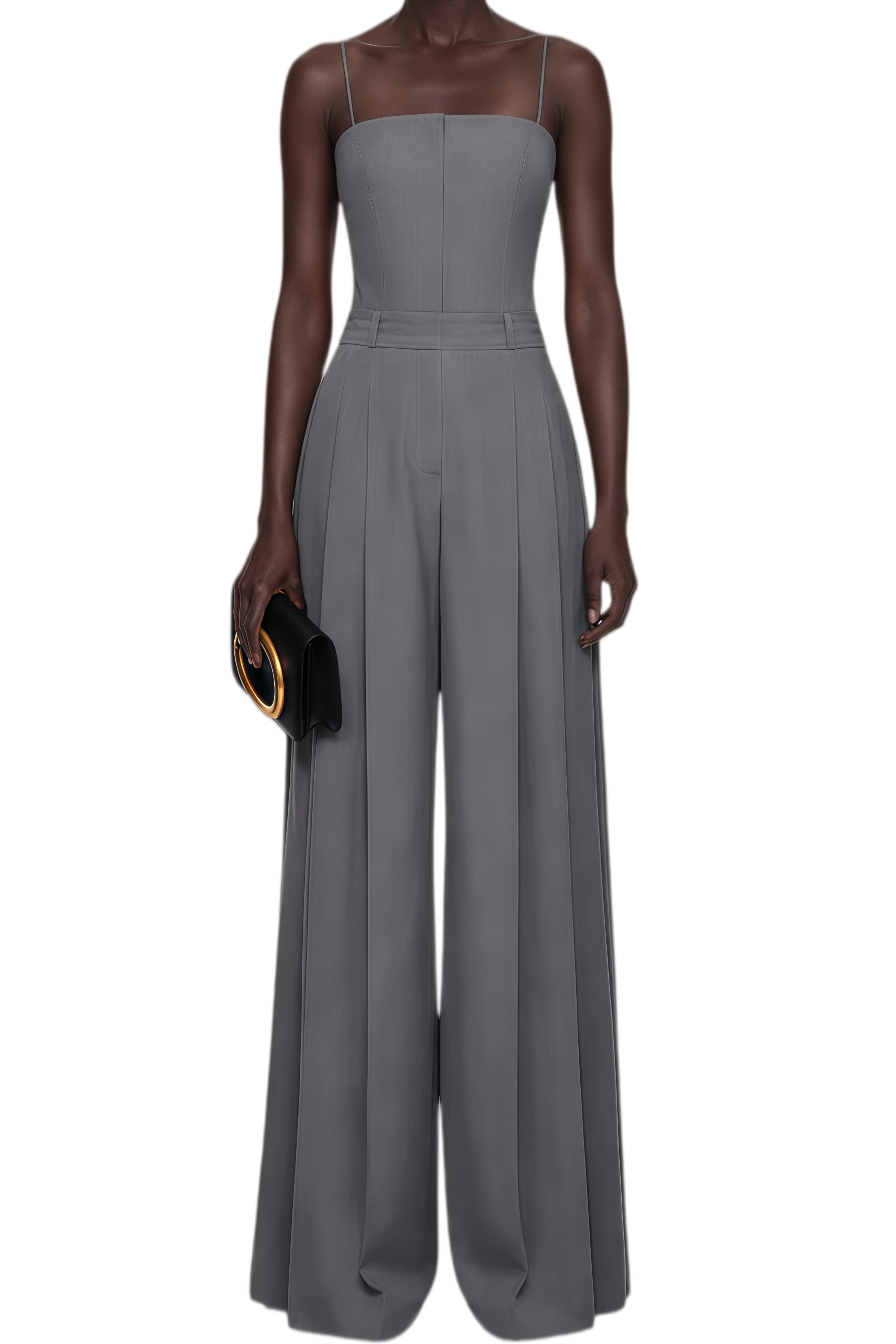 Camille Grey Sleeveless Wide-Leg Jumpsuit
