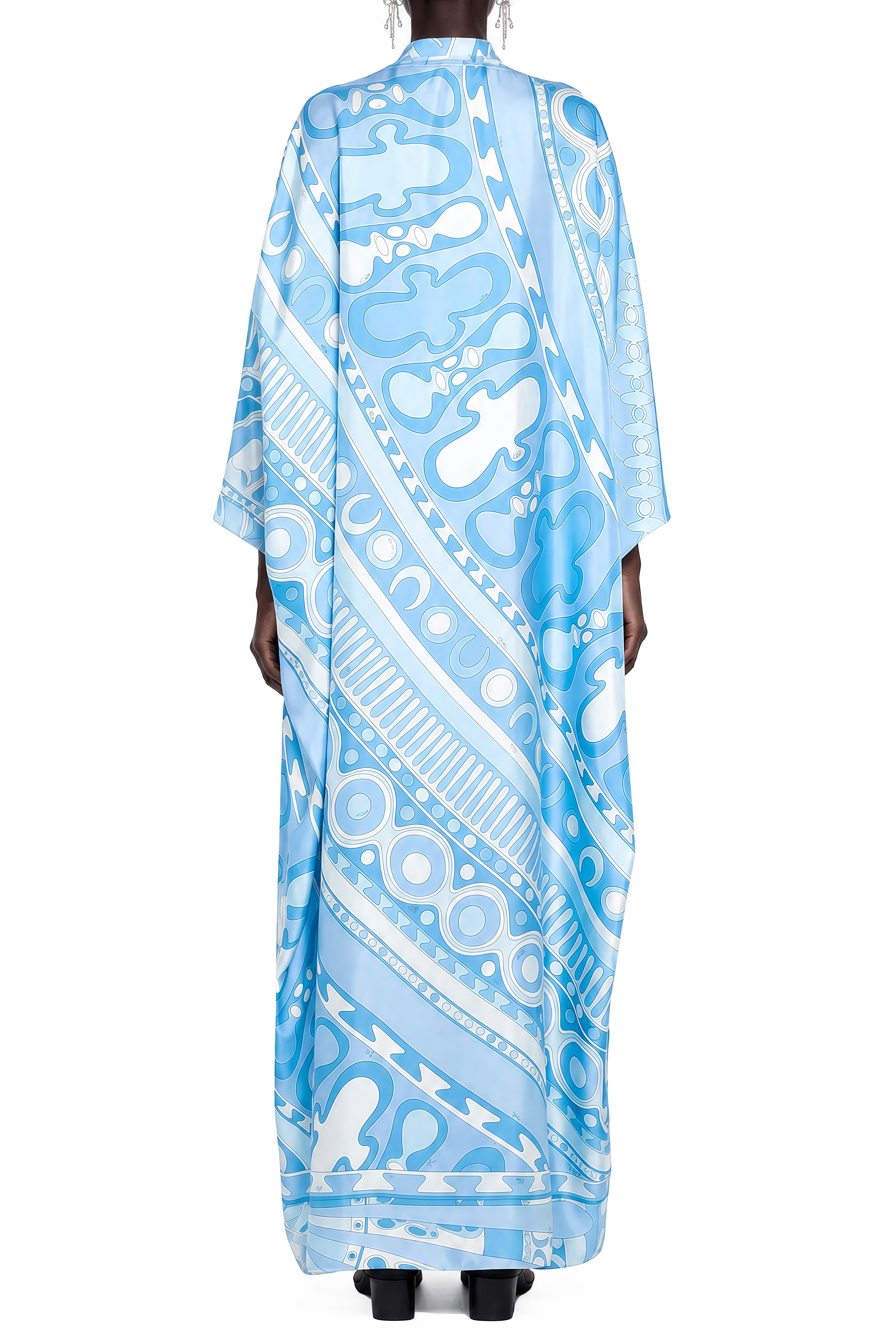 Sylvia Blue Round Neck Draped Maxi Dress