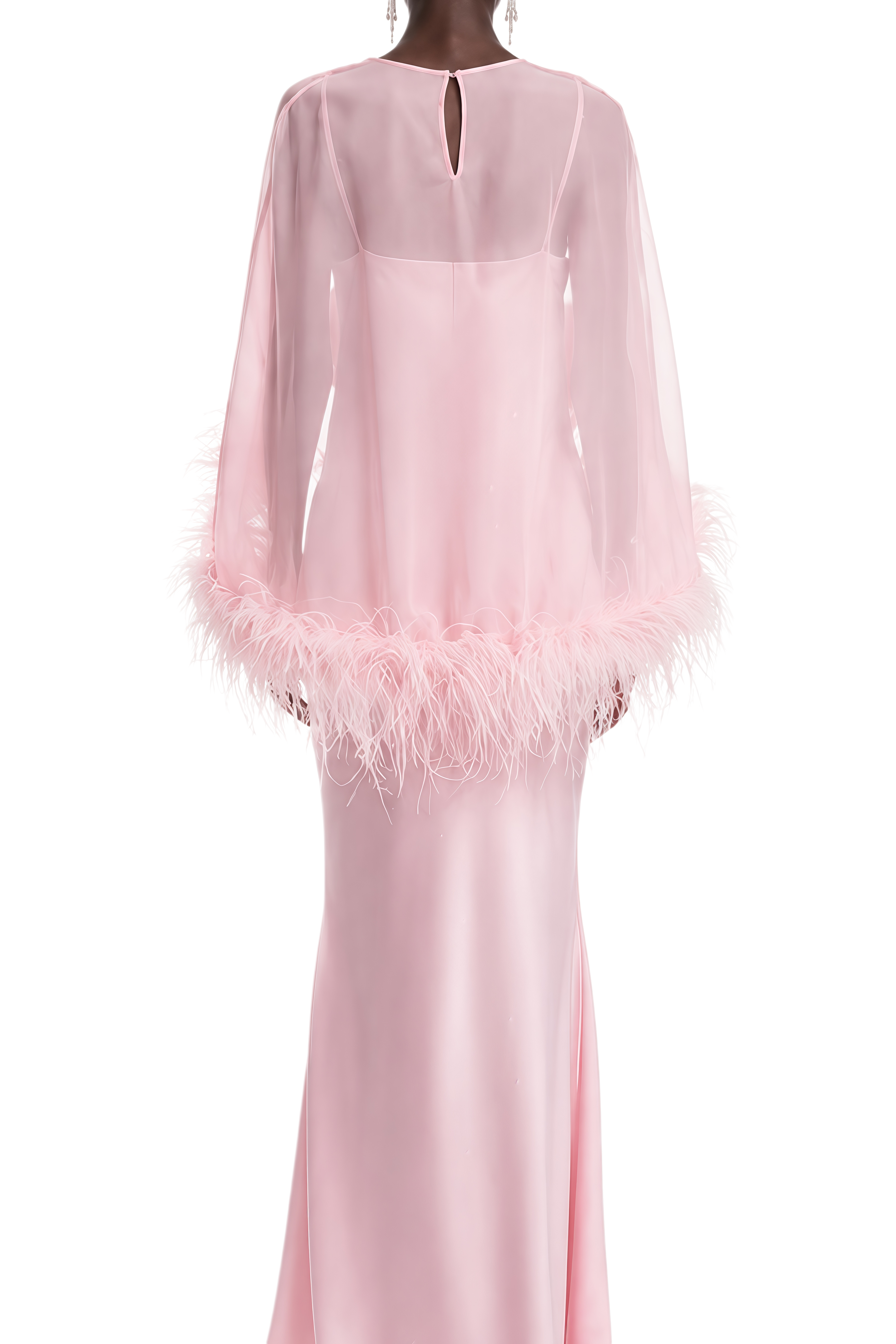 Elizabeth Pink Round Neck Draped Shawl & Dress Set