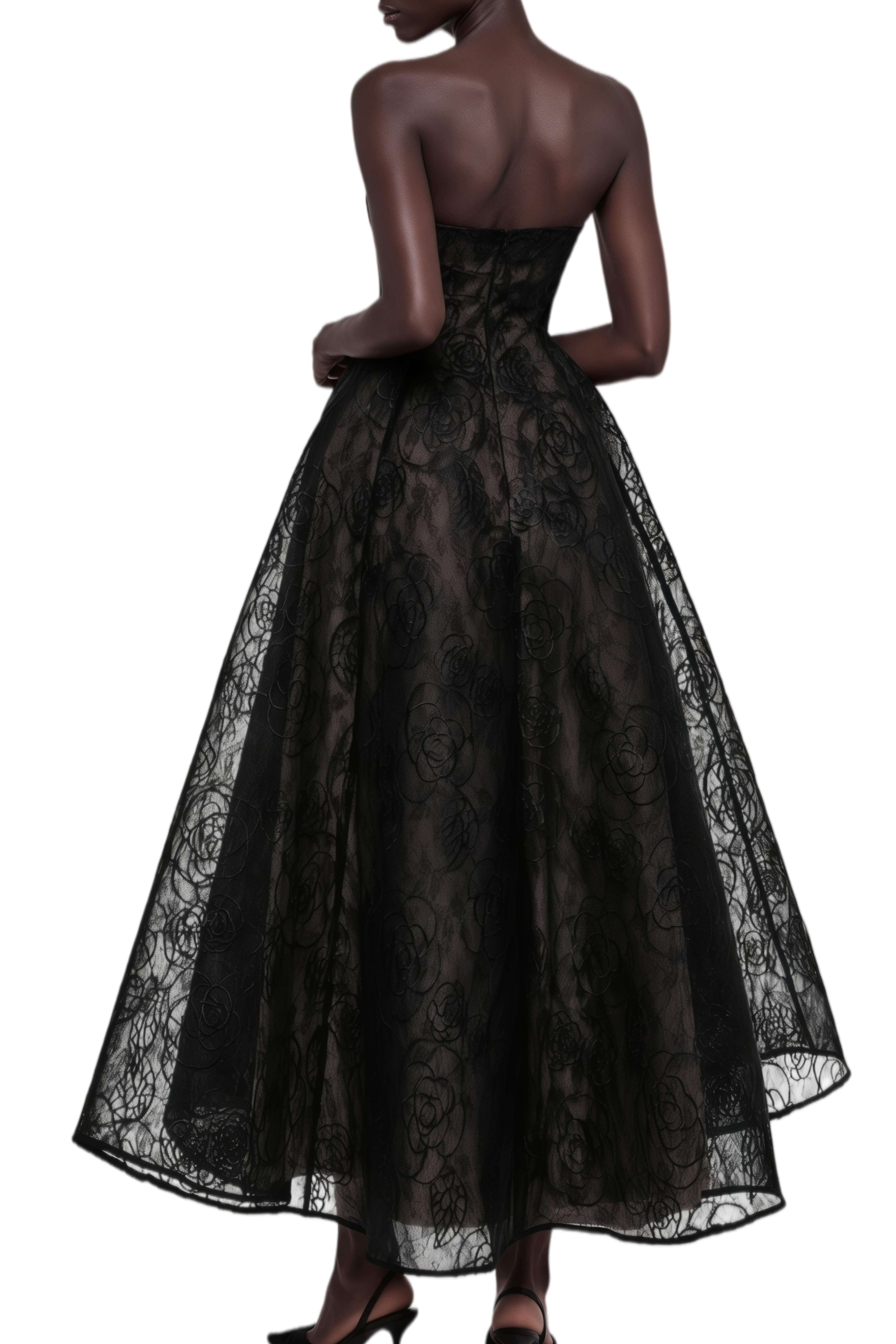 Adeline Black Sleeveless Lace Maxi Dress