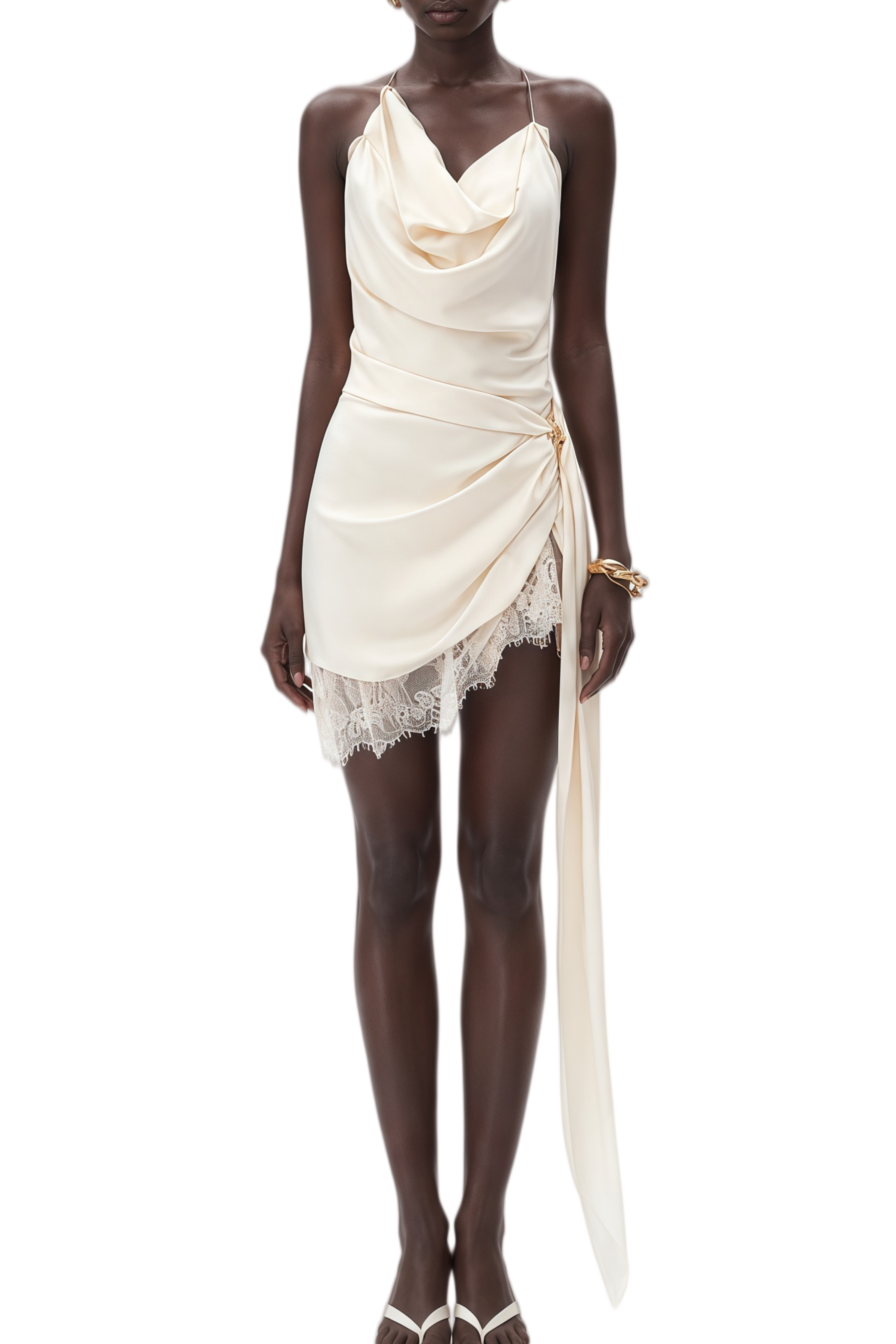 Cecilia White Sleeveless Ruched Mini Dress