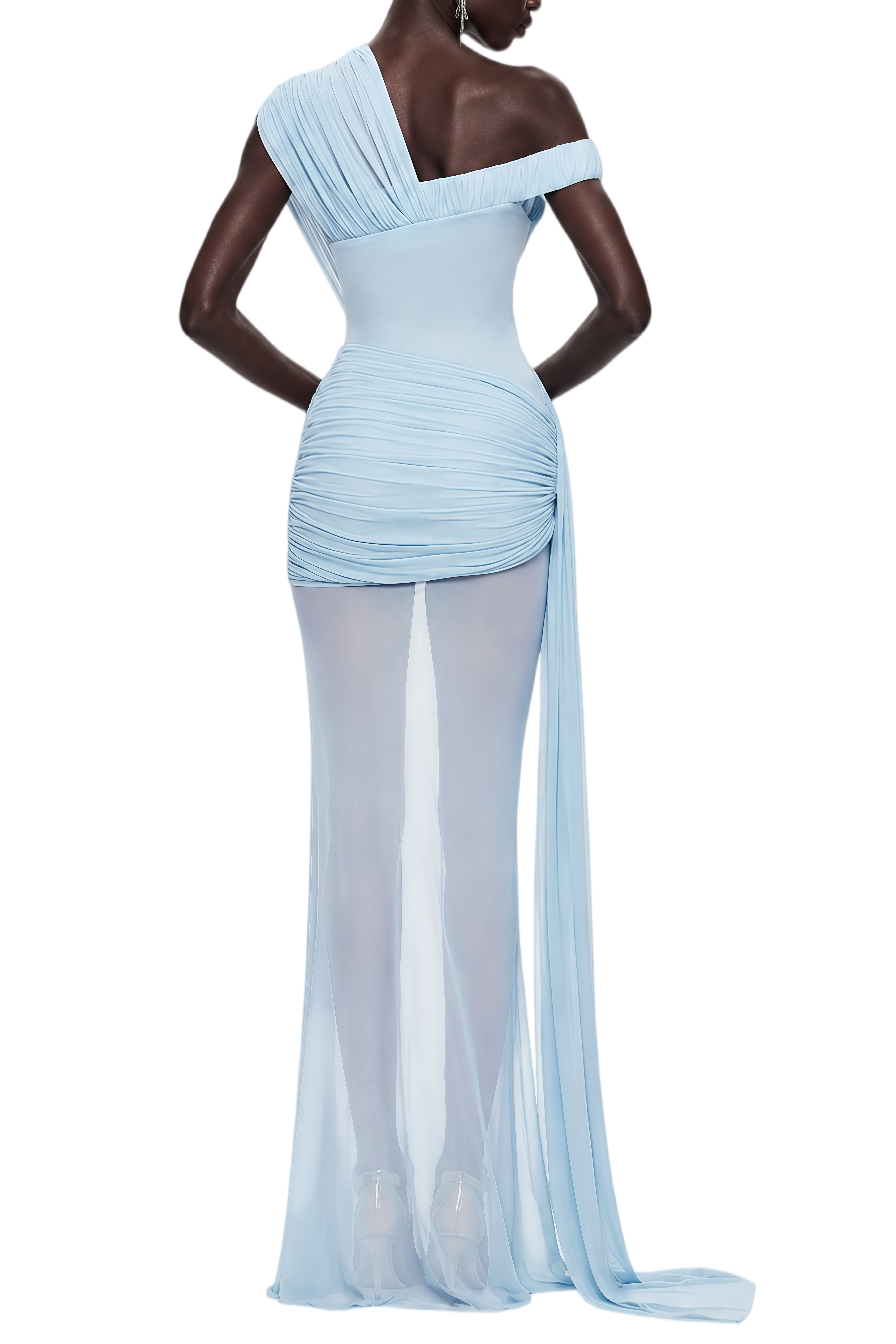 Emmeline Blue Sleeveless Asymmetrical Maxi Dress