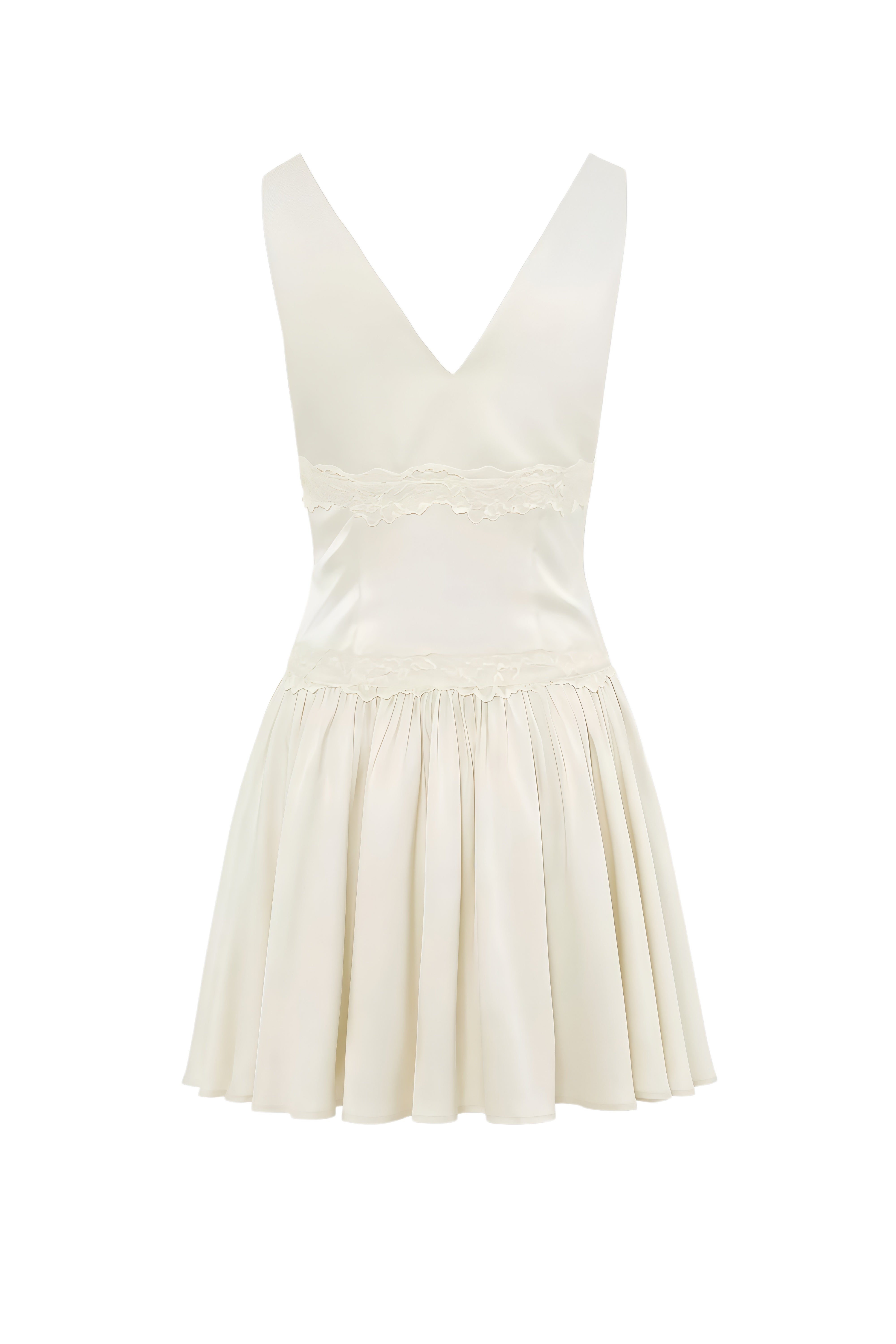 Aurelia White V-Neck Lace Mini Dress