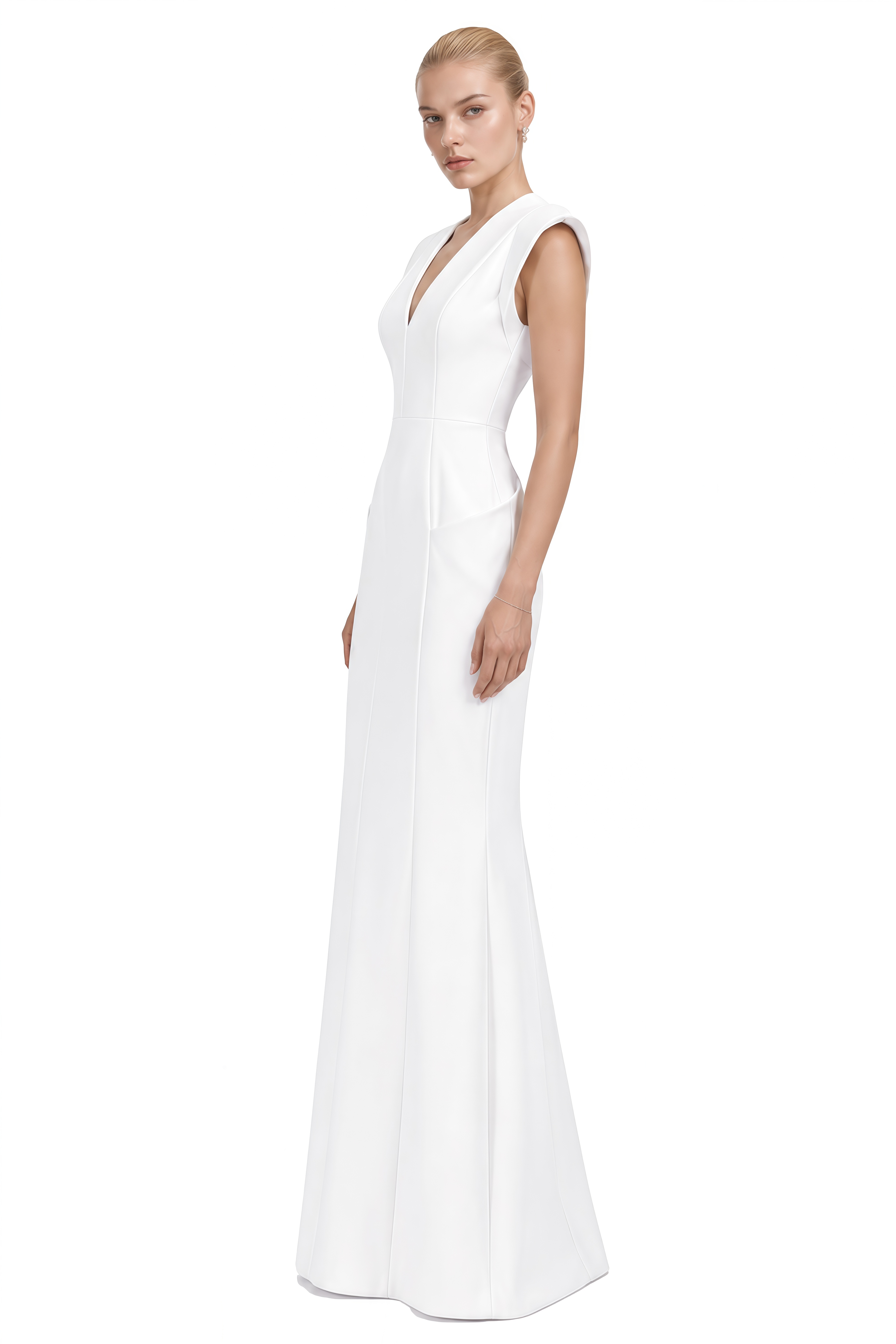 Austen White Sleeveless V-Neck Maxi Dress
