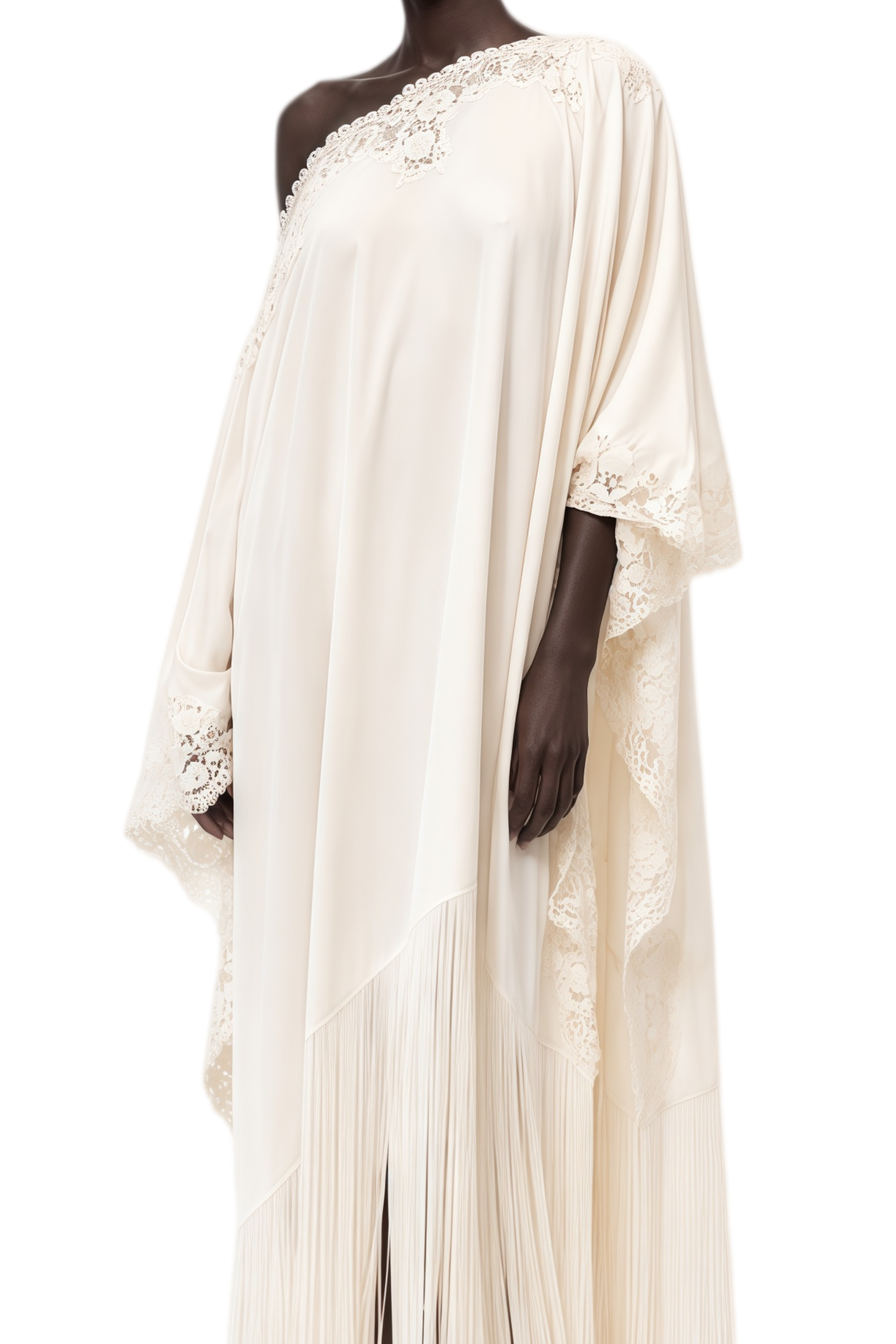 Beatrice White Asymmetrical Off-Shoulder Maxi Dress