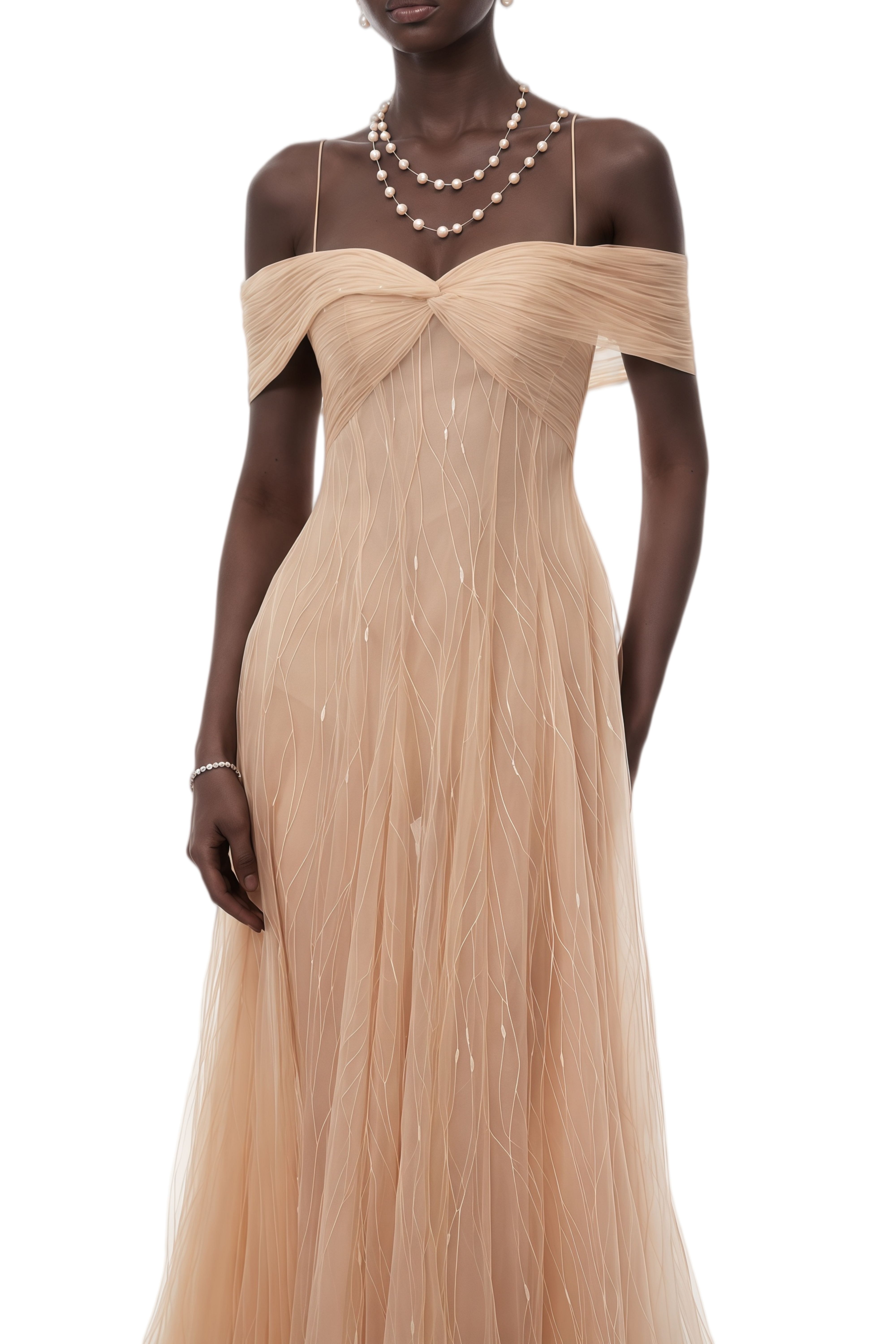 Aurelia Pink Off Shoulder Draped Maxi Dress