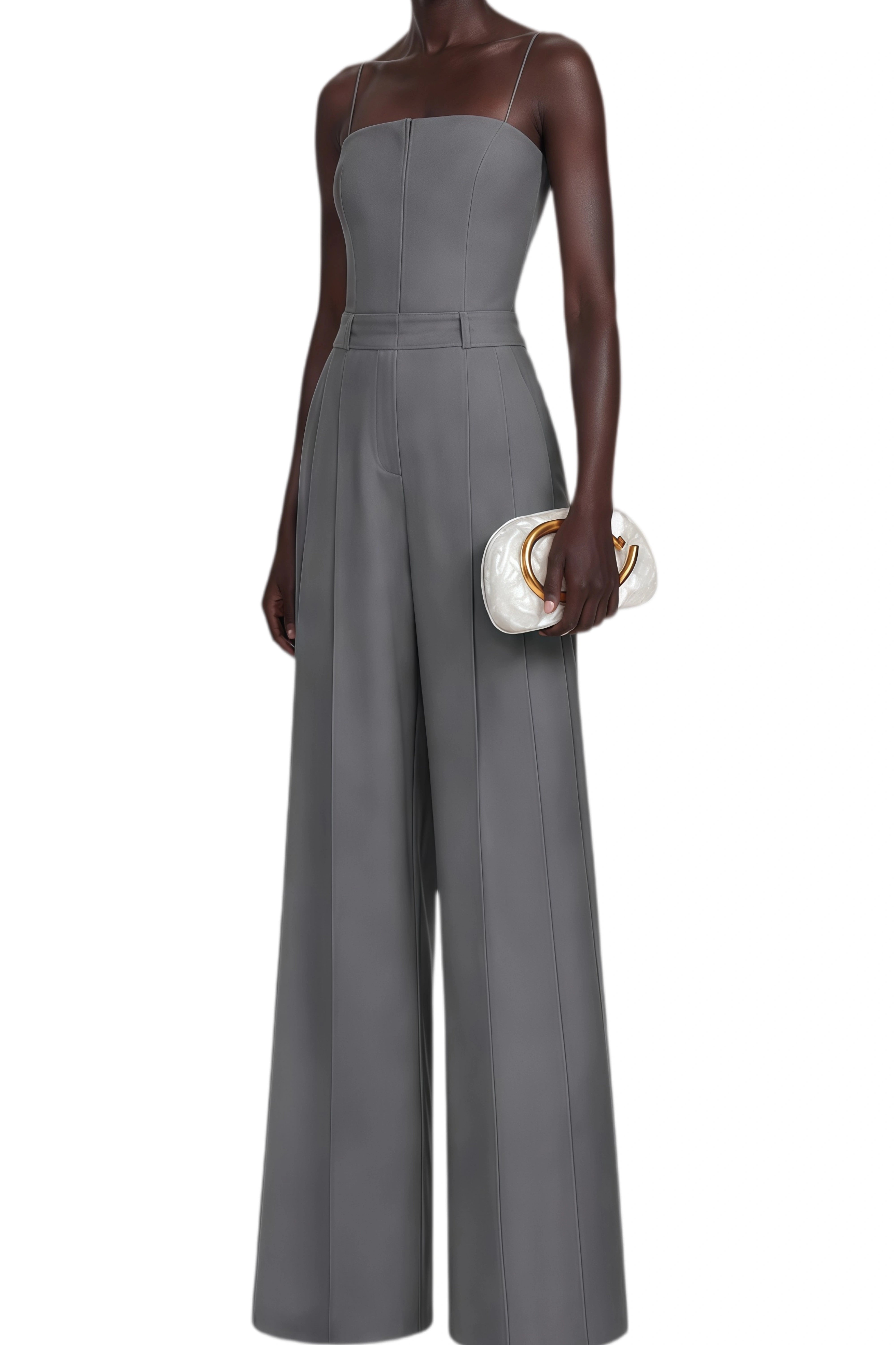 Camille Grey Sleeveless Wide-Leg Jumpsuit