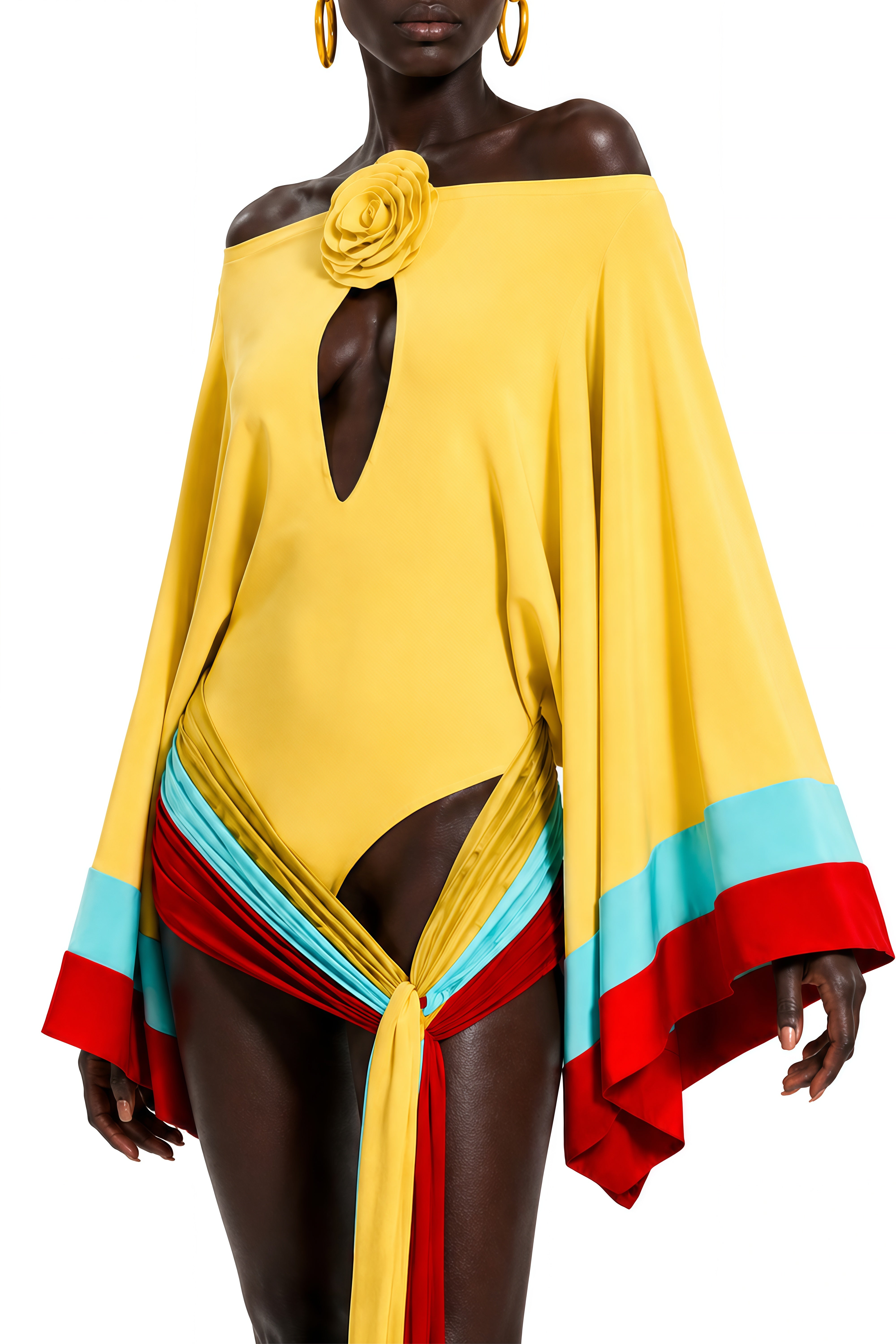 Cecilia Yellow Off Shoulder Draped Mini Dress