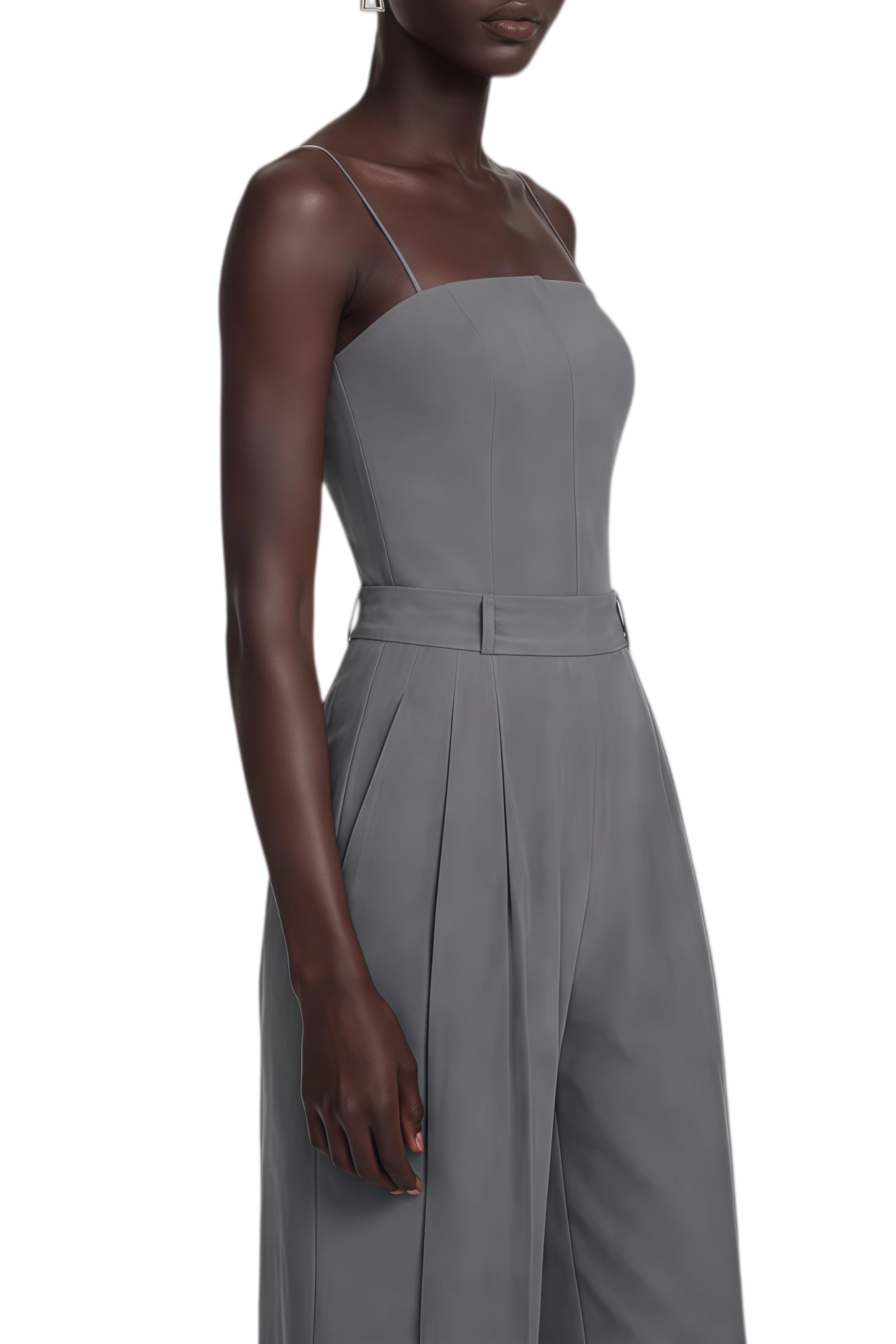 Camille Grey Sleeveless Wide-Leg Jumpsuit