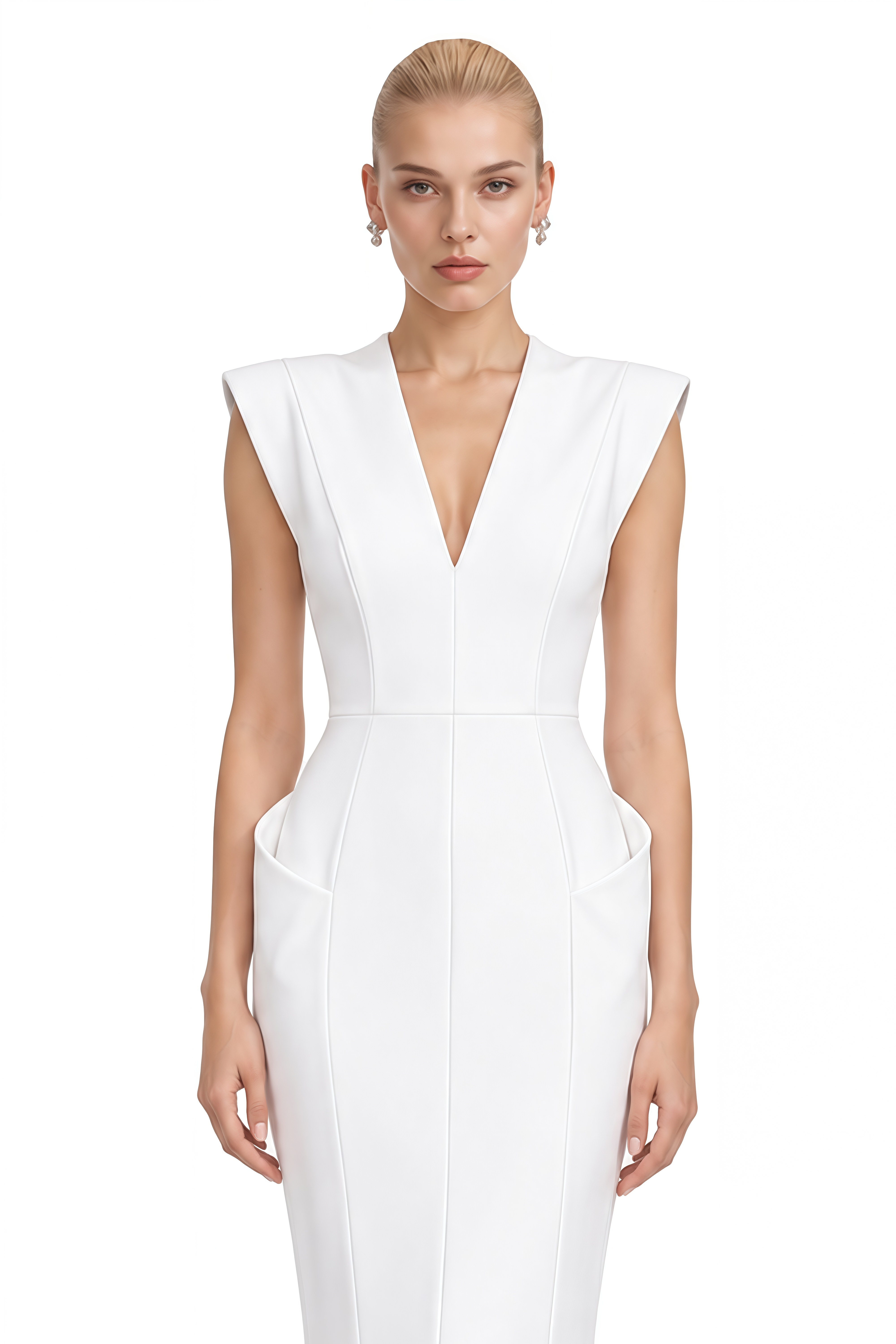 Austen White Sleeveless V-Neck Maxi Dress