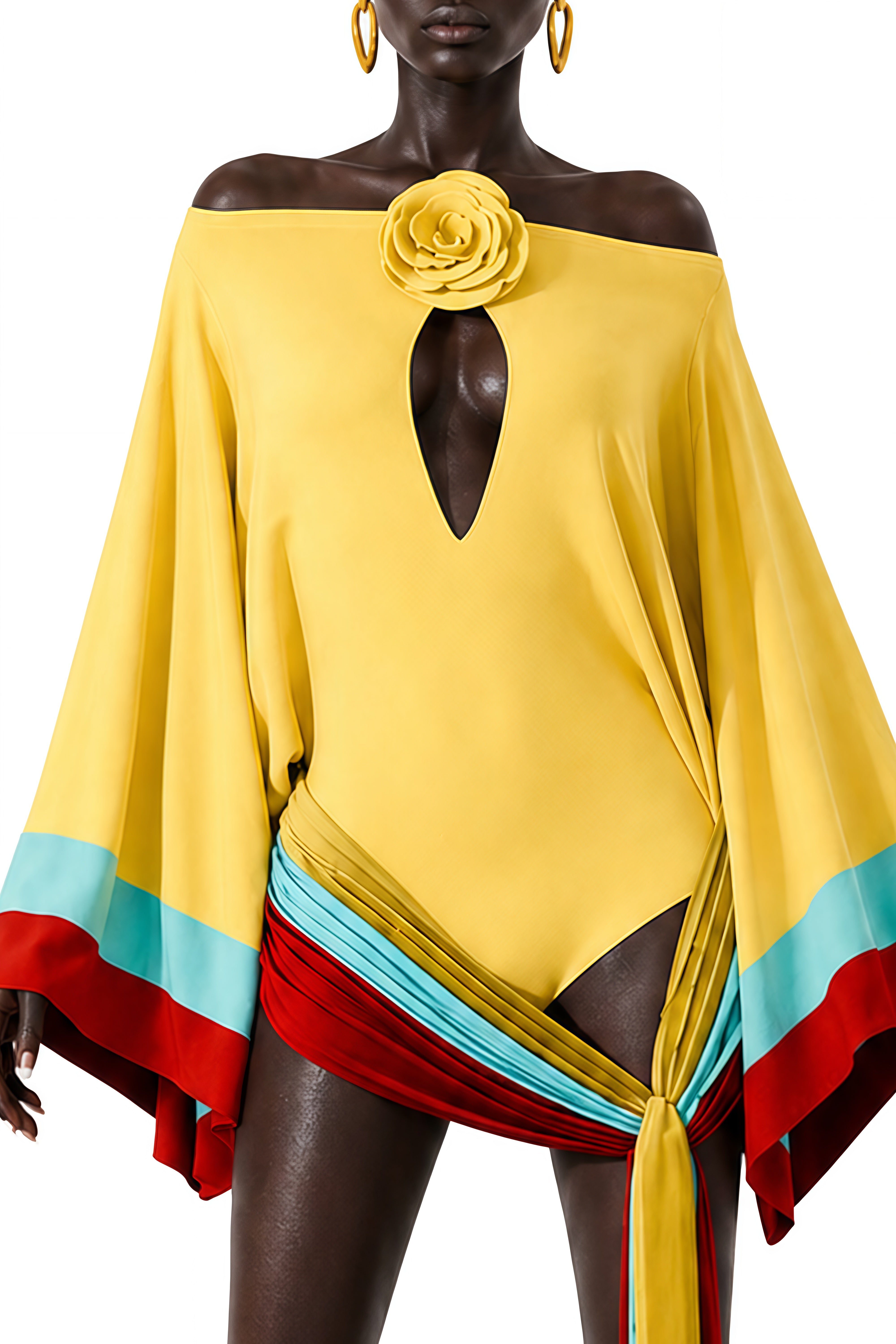 Cecilia Yellow Off Shoulder Draped Mini Dress