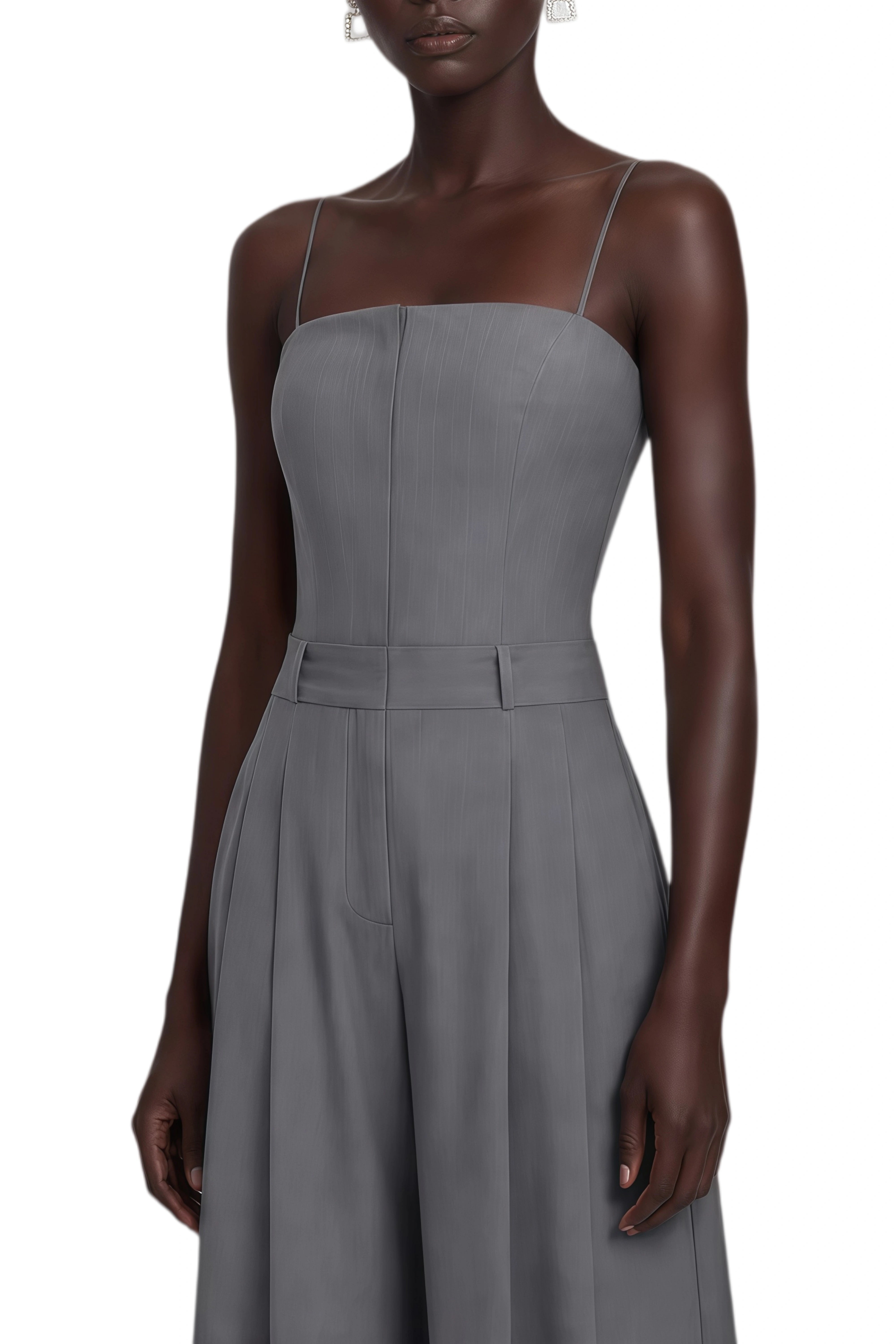 Camille Grey Sleeveless Wide-Leg Jumpsuit